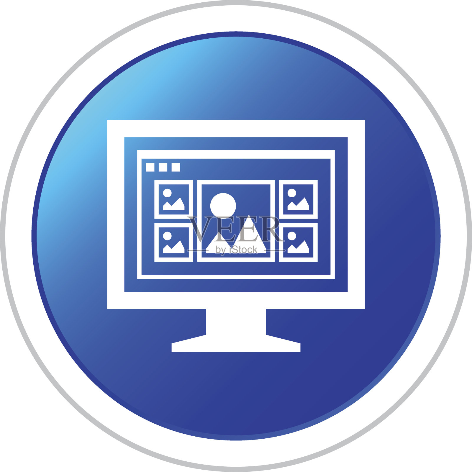 电脑显示器图标上的一个圆形按钮。——StickerSeries图标素材