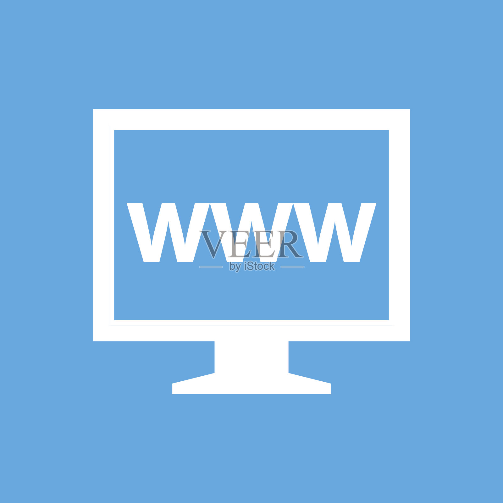 蓝色背景上的电脑显示器图标。——SmoothSeries插画图片素材