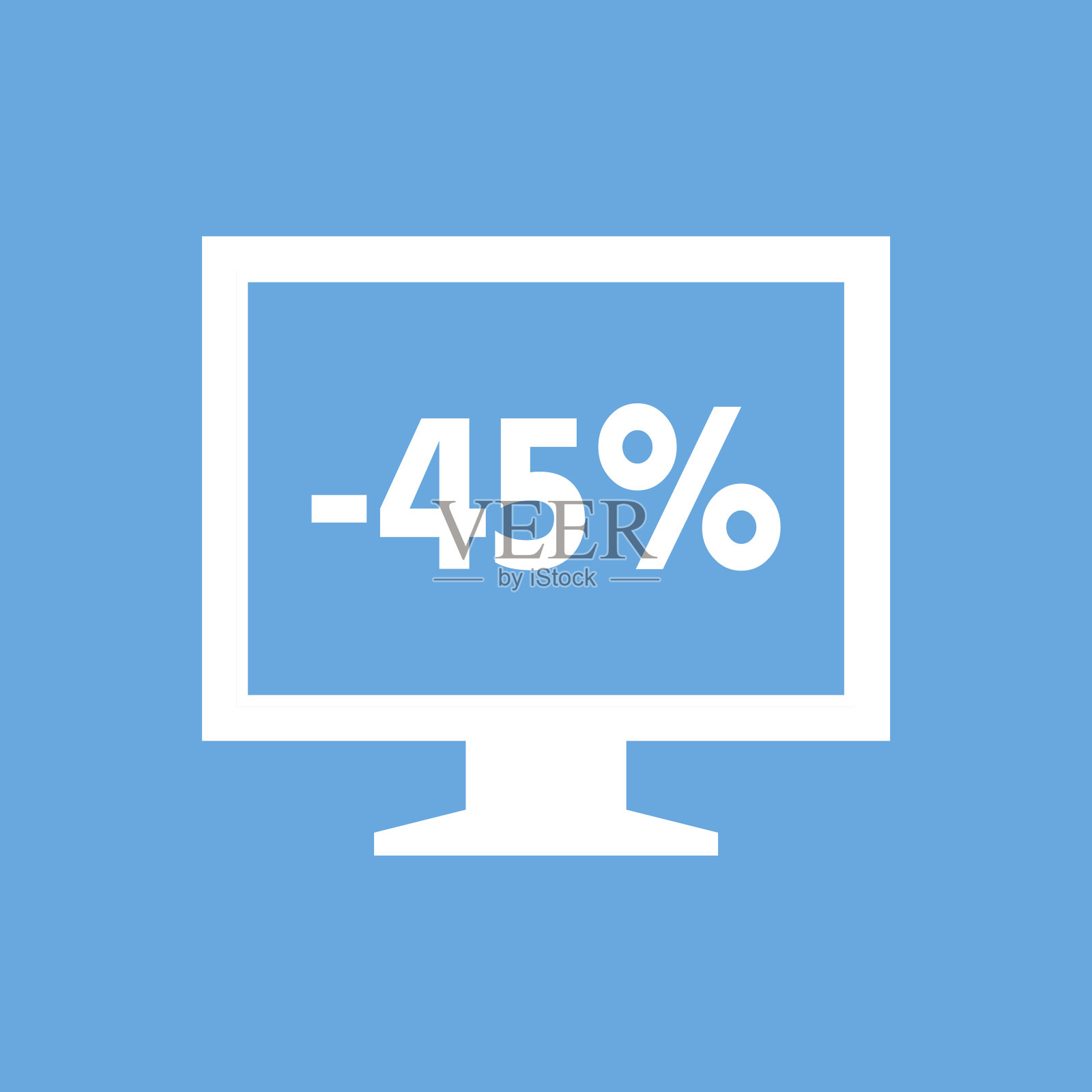 蓝色背景上的电脑显示器图标。——SmoothSeries插画图片素材