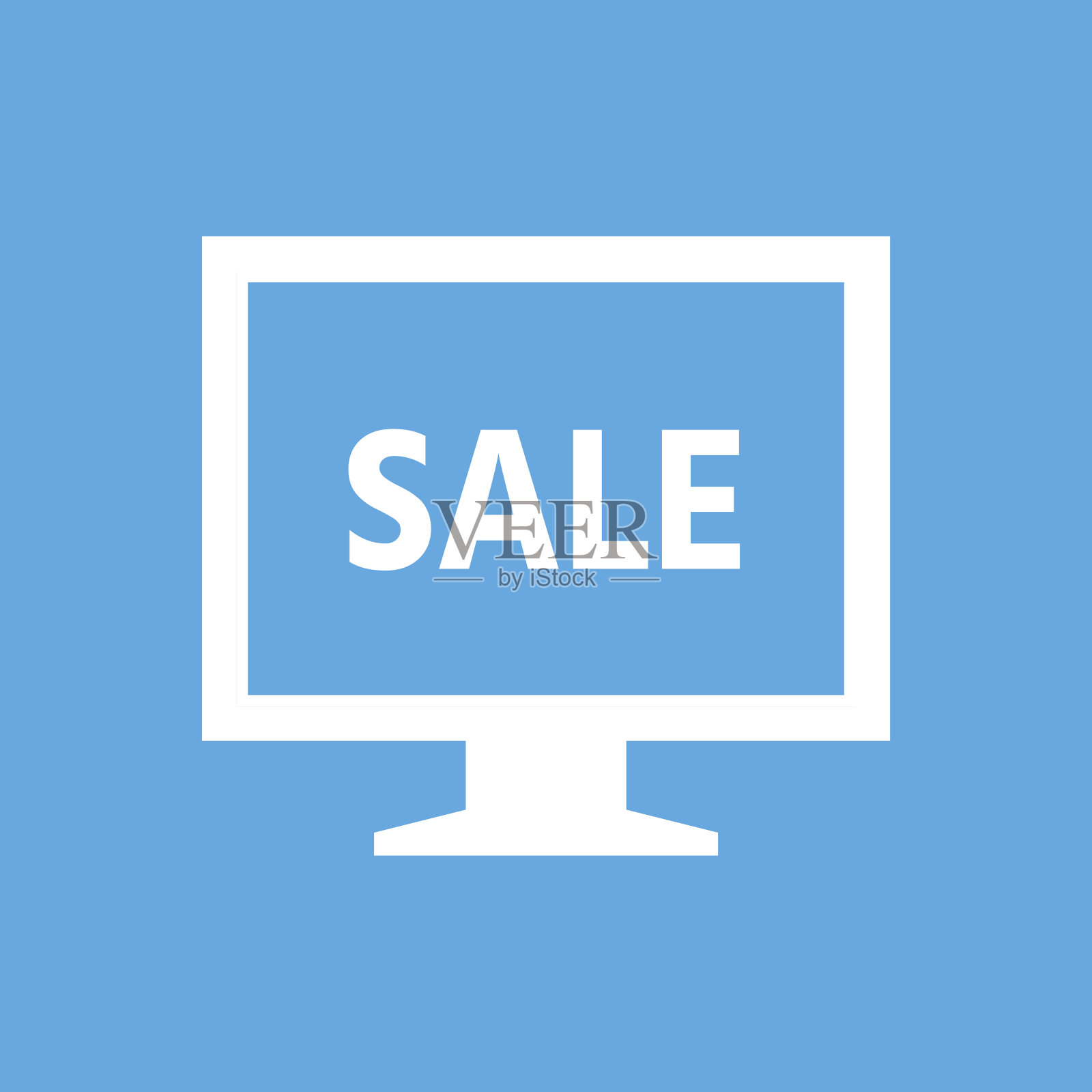 蓝色背景上的电脑显示器图标。——SmoothSeries插画图片素材