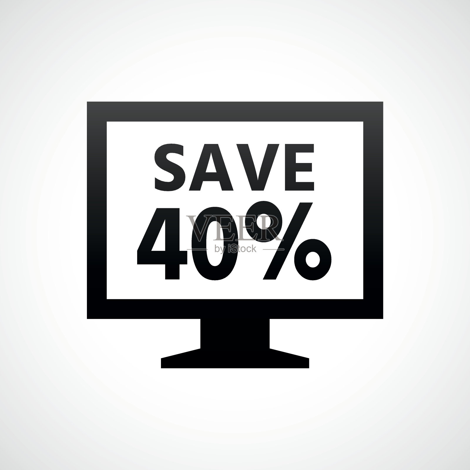 电脑显示器图标上的白色背景。——ShadeSeries插画图片素材