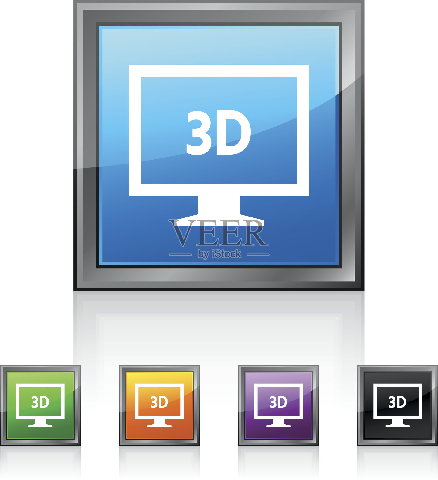 计算机显示器图标上的方形按钮。——SquaredSeries插画图片素材