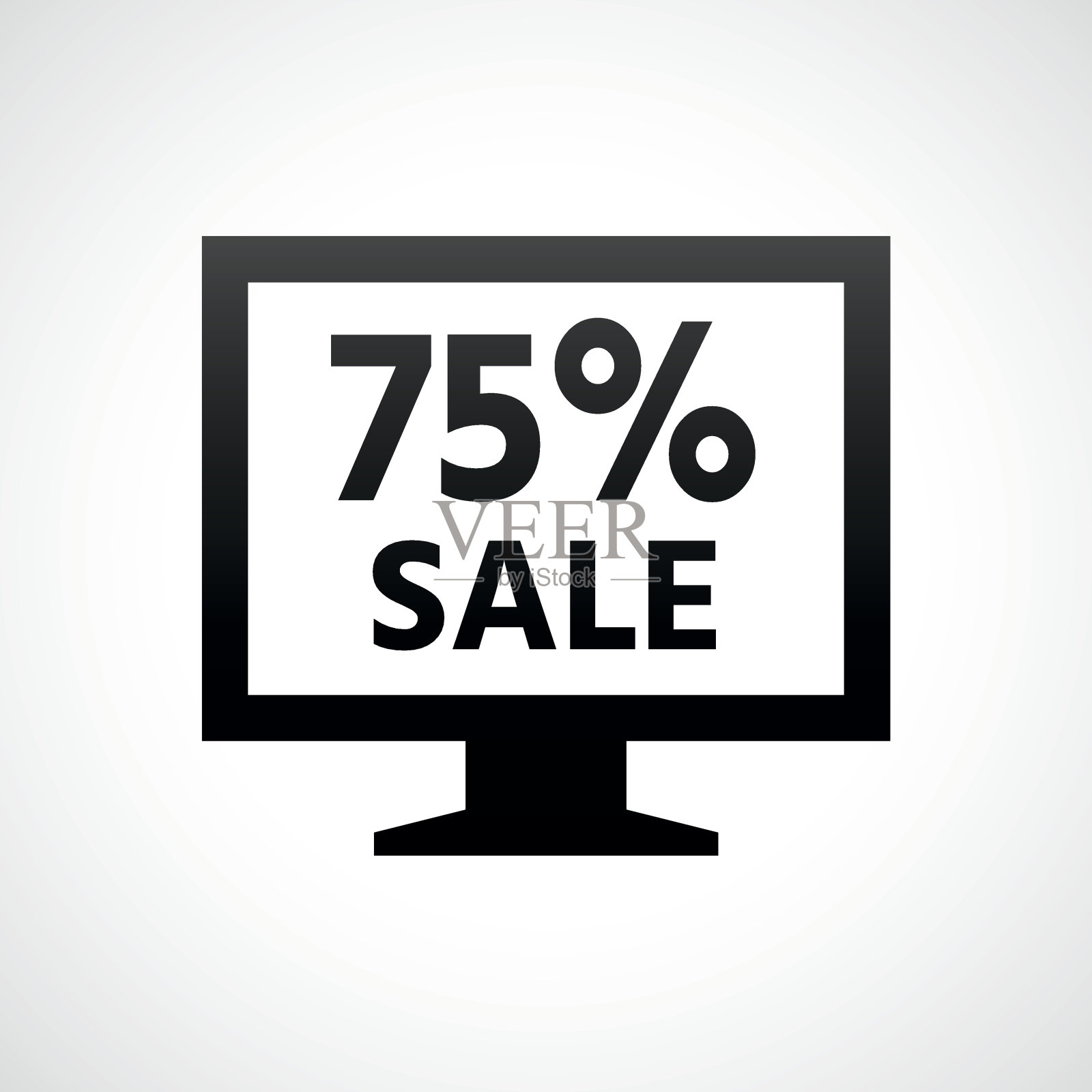 电脑显示器图标上的白色背景。——ShadeSeries插画图片素材