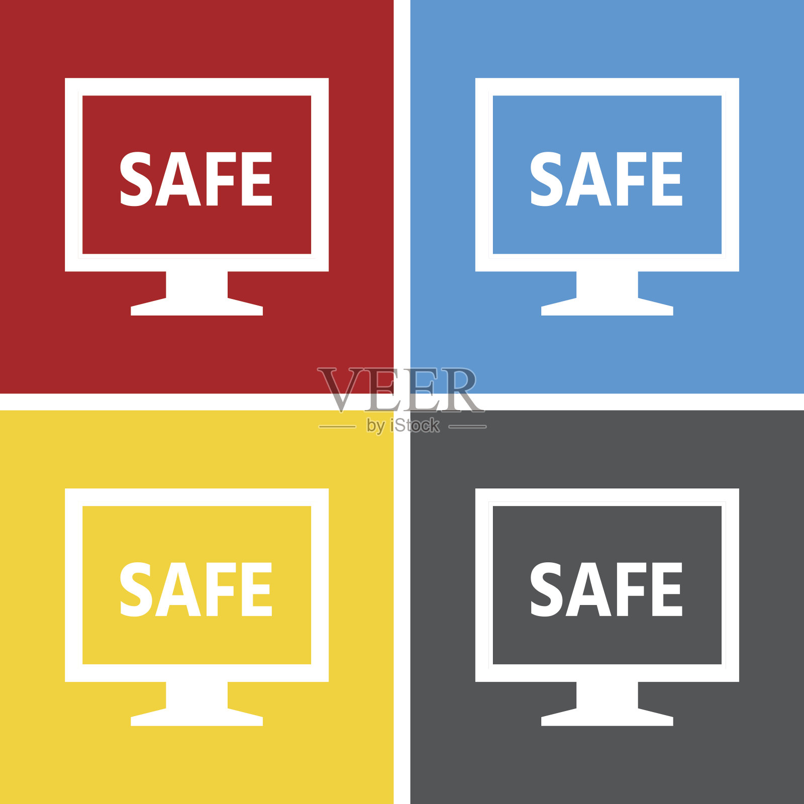 计算机显示器图标上的方形按钮。——SquareSeries图标素材