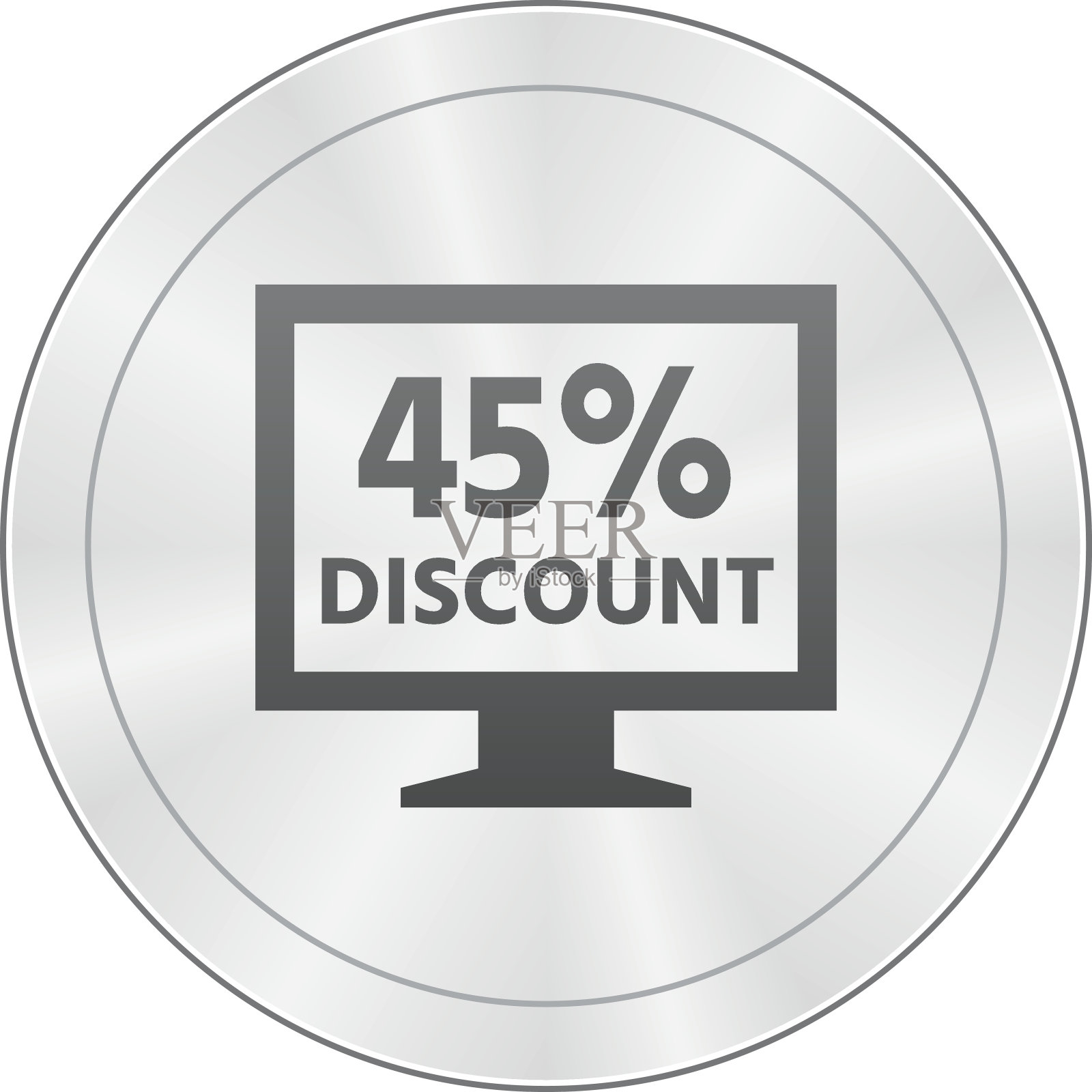 电脑显示器图标上的一个圆形按钮。——SharpSeries插画图片素材