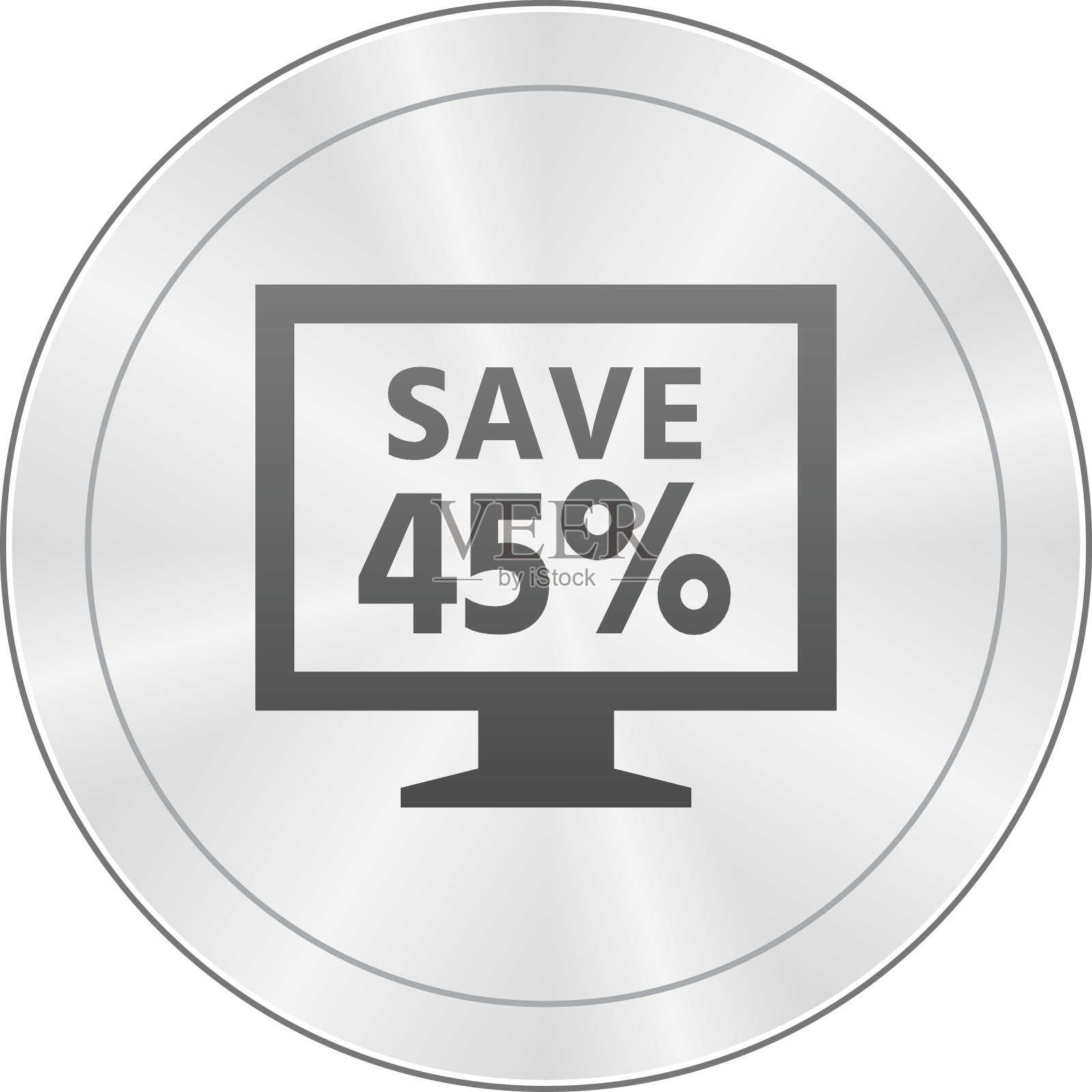 电脑显示器图标上的一个圆形按钮。——SharpSeries设计元素图片