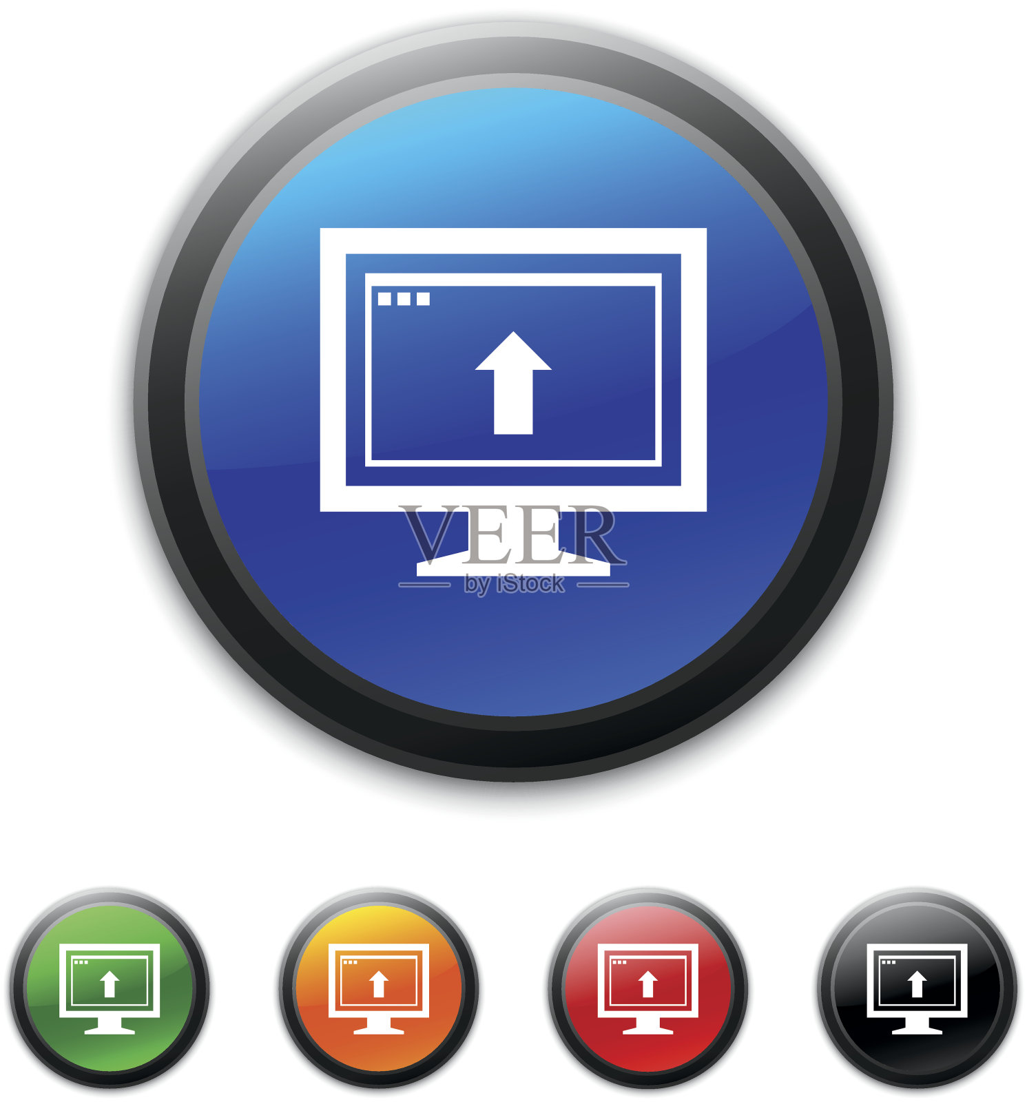 电脑显示器图标上的圆形按钮。——ShinedSeries图标素材