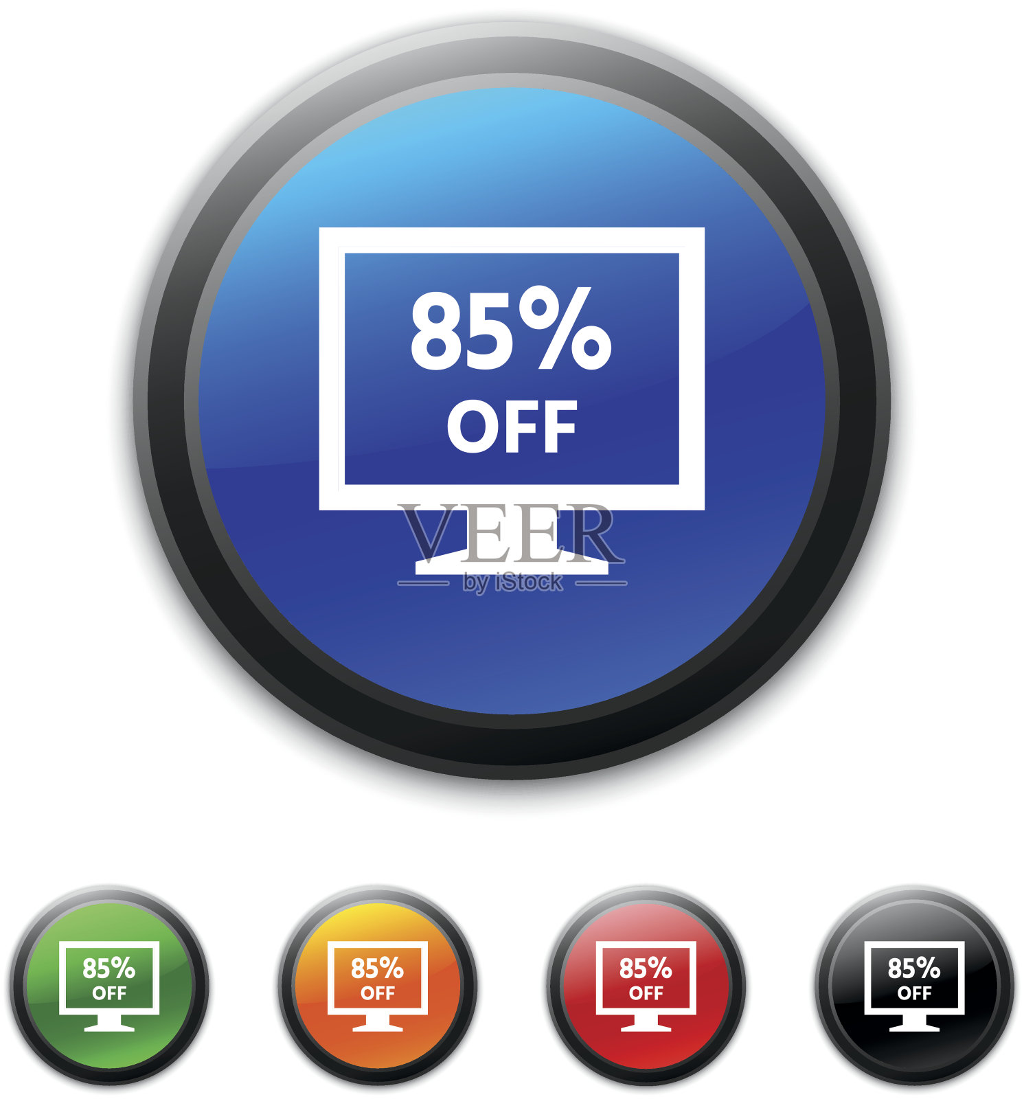 电脑显示器图标上的圆形按钮。——ShinedSeries设计元素图片