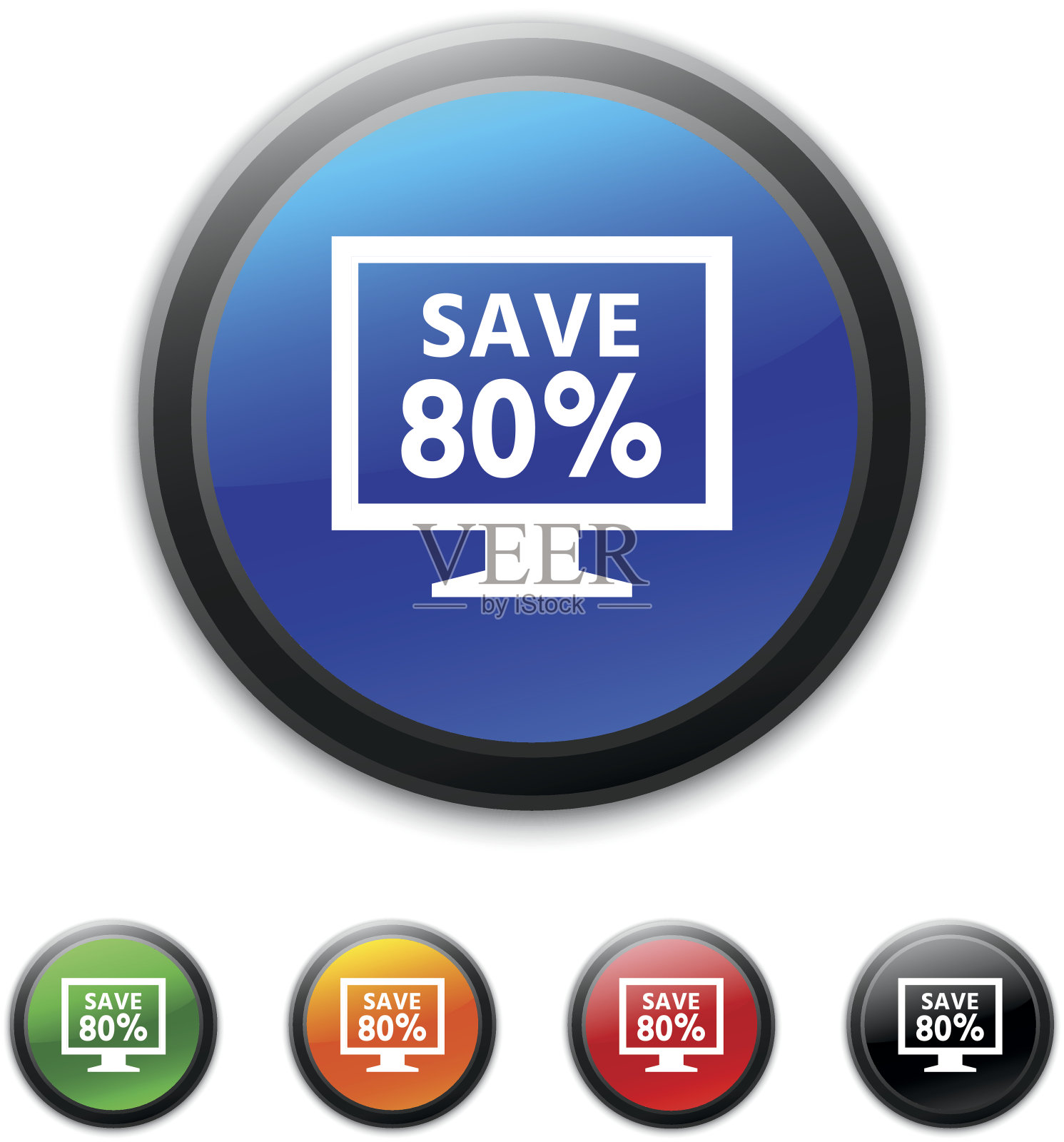 电脑显示器图标上的圆形按钮。——ShinedSeries插画图片素材