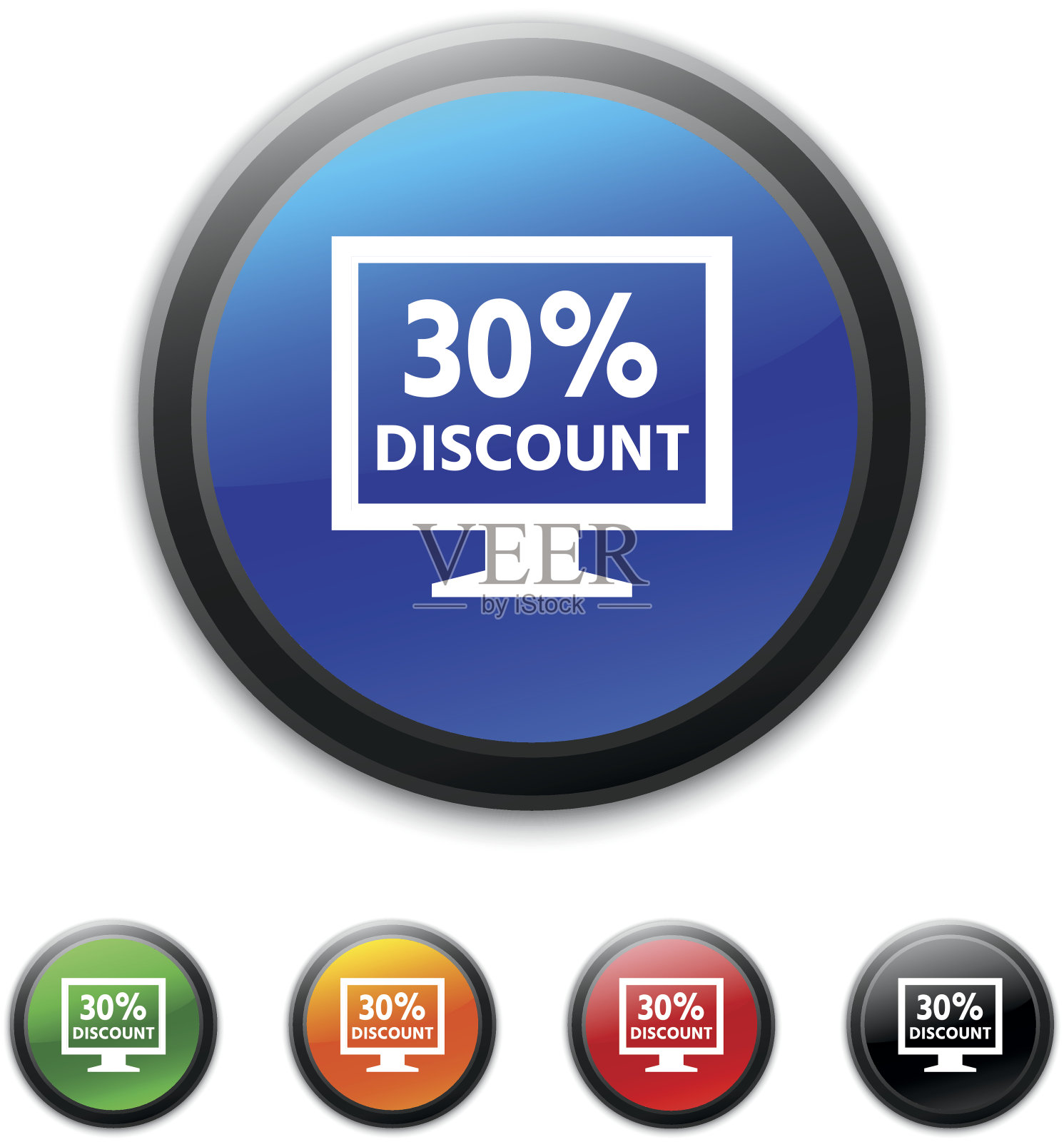 电脑显示器图标上的圆形按钮。——ShinedSeries设计元素图片