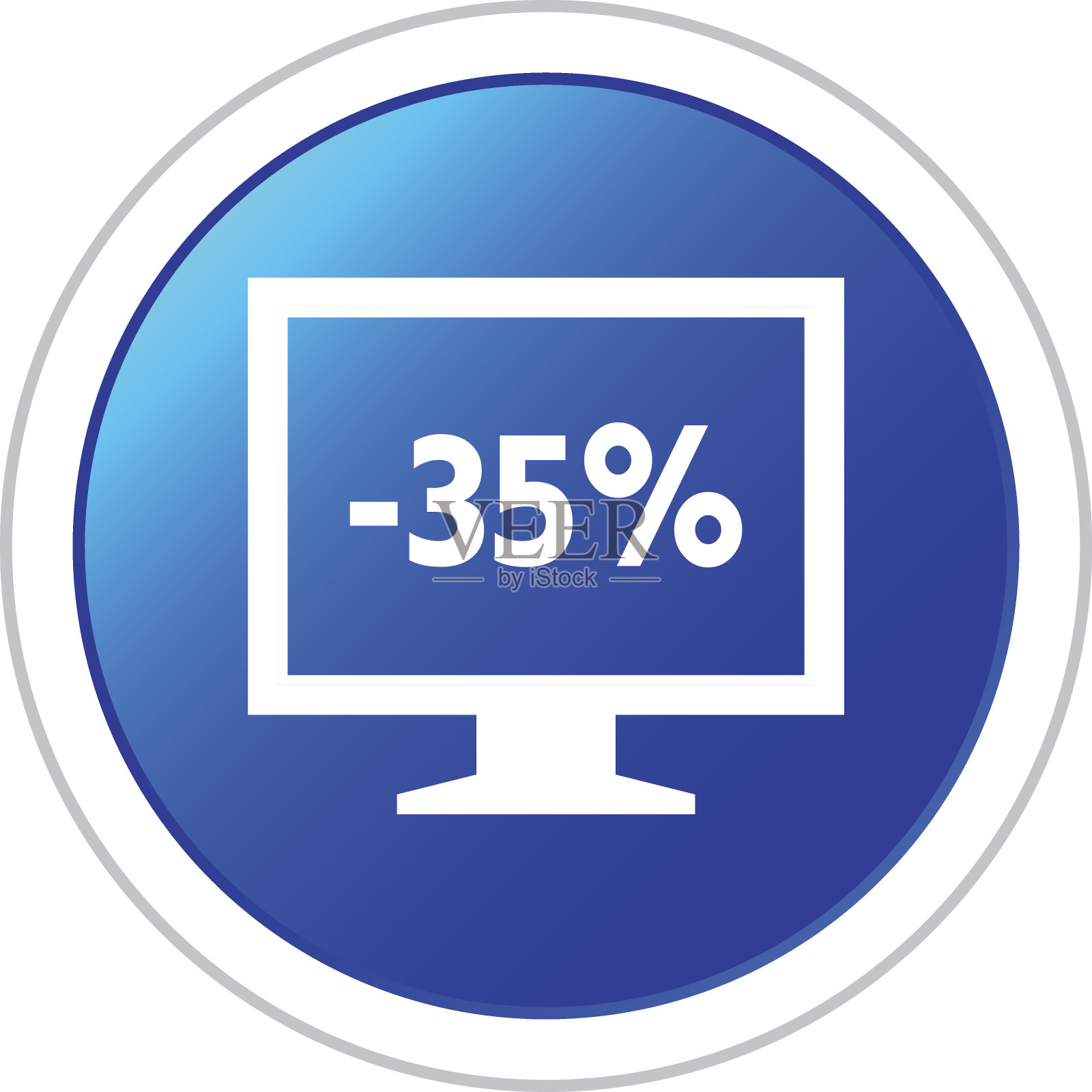 电脑显示器图标上的一个圆形按钮。——StickerSeries设计元素图片