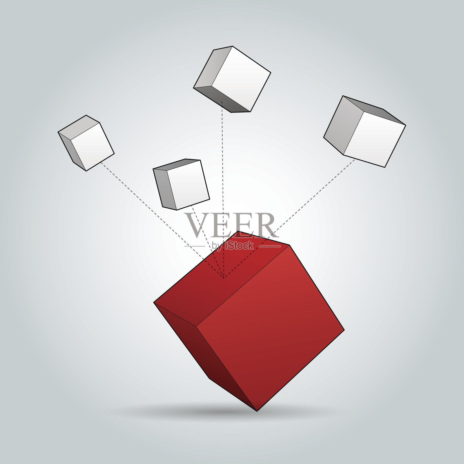 背景与立方体和连接插画图片素材