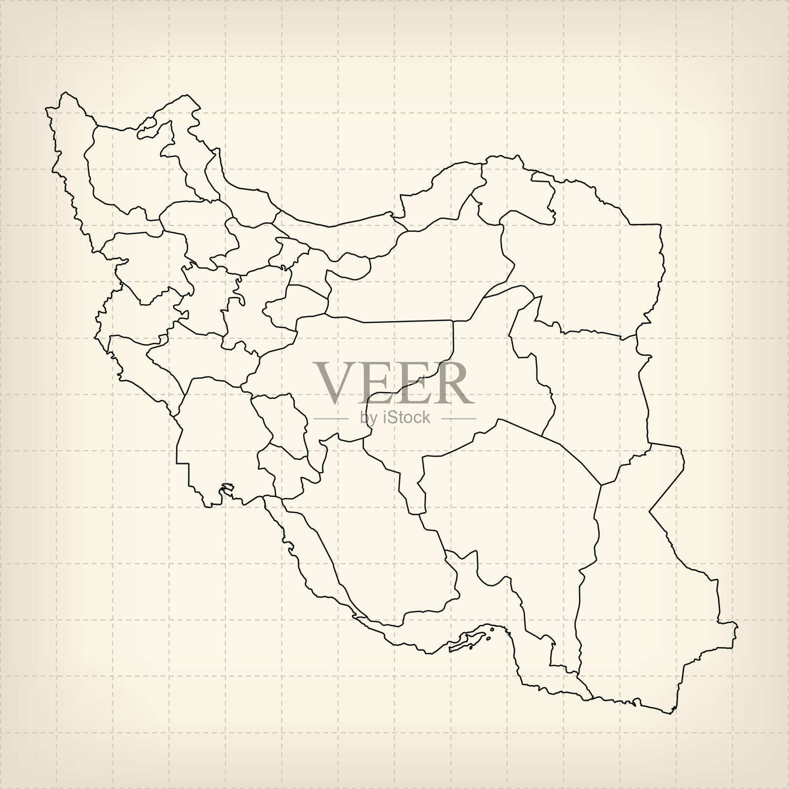 伊朗地图绘制在网格上插画图片素材