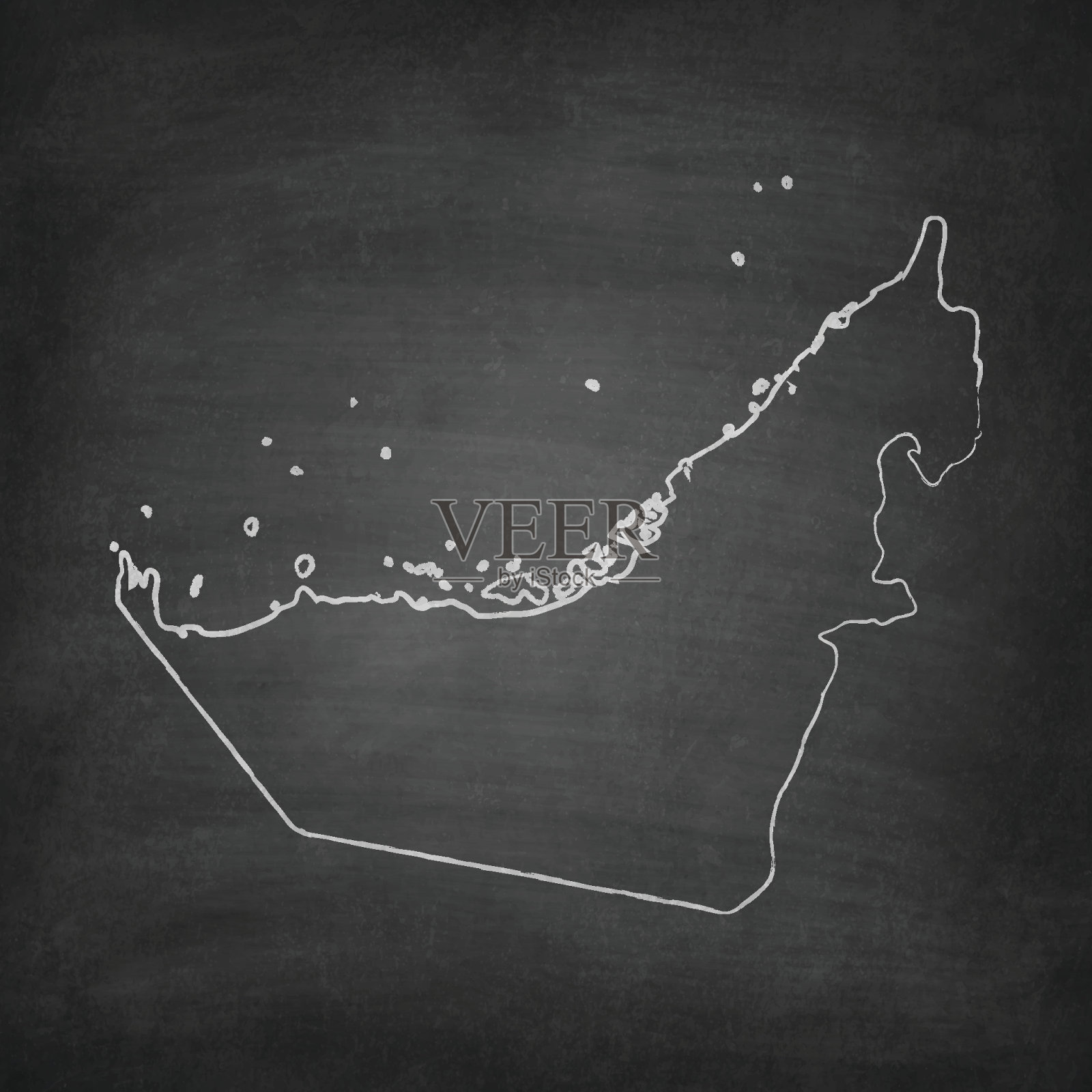 黑板上的阿拉伯联合酋长国地图-黑板插画图片素材