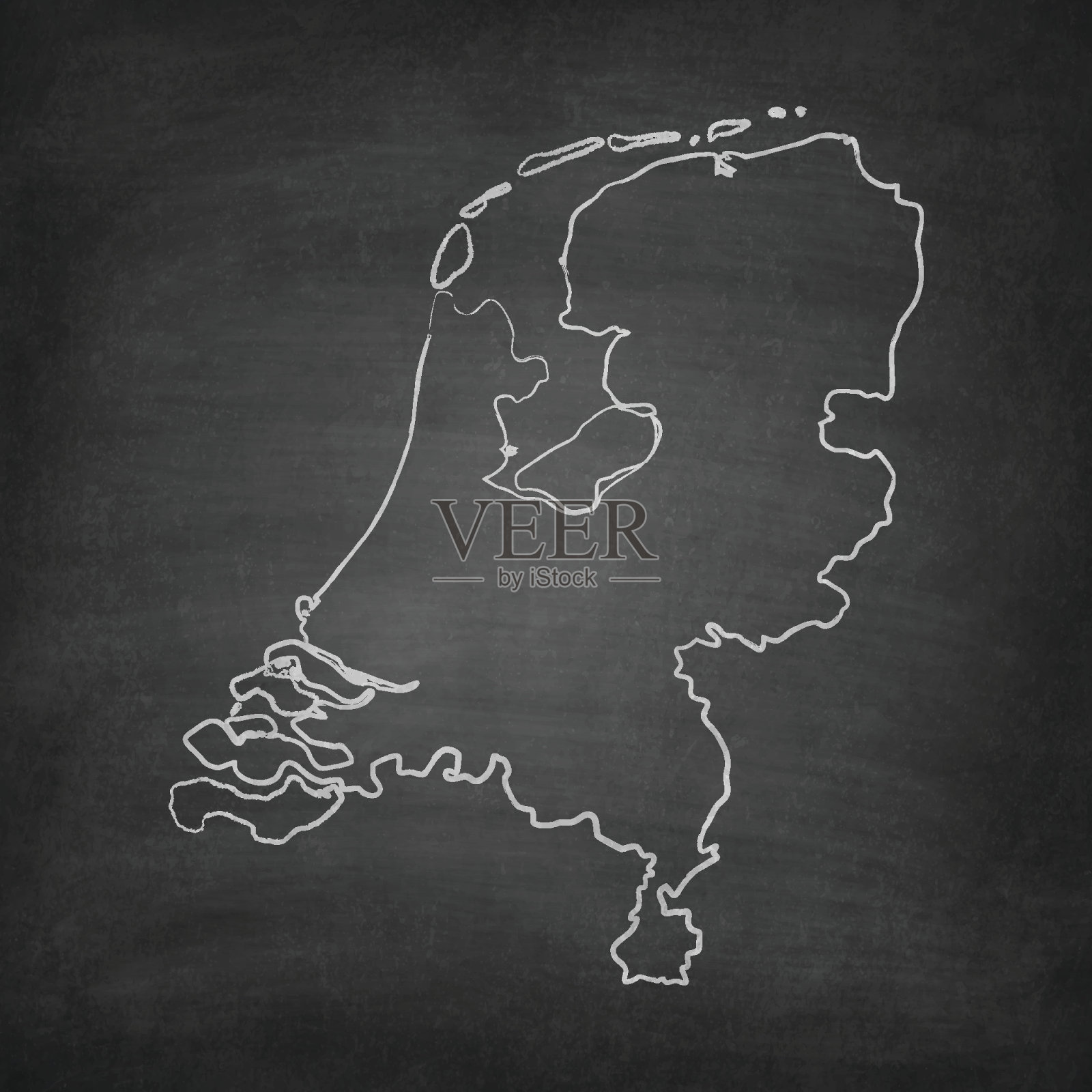 荷兰地图在黑板上-黑板插画图片素材