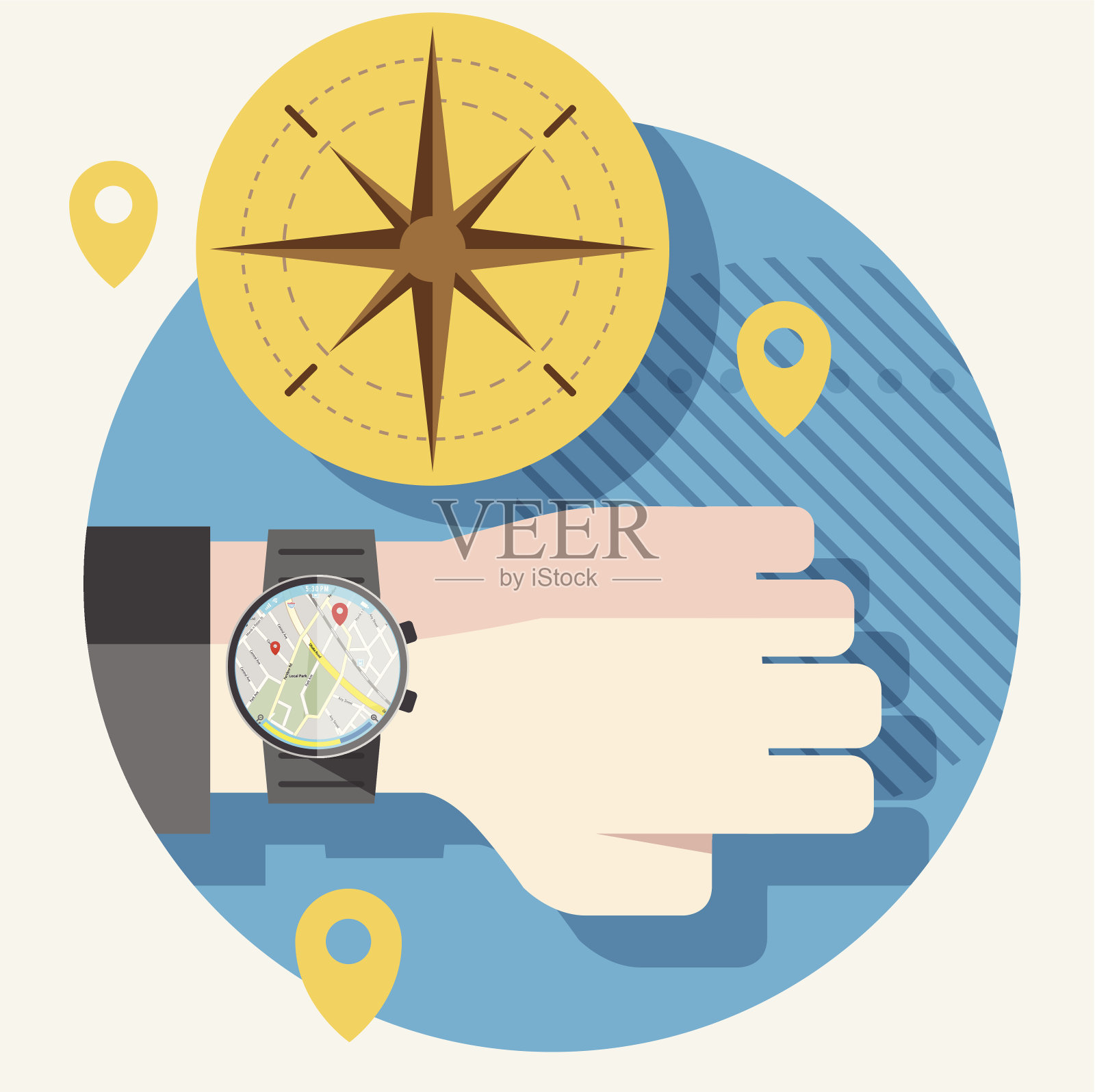 旅行者使用智能手表设计元素图片