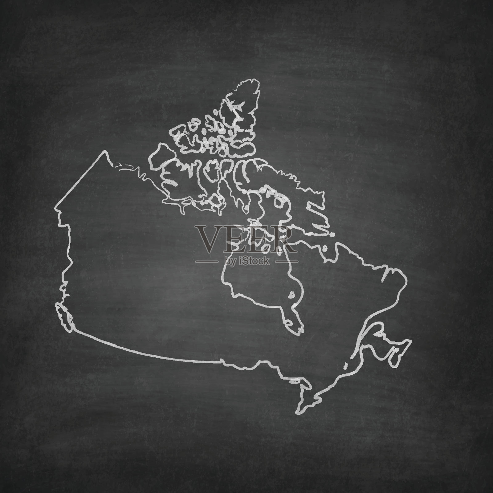 加拿大地图在黑板上-黑板插画图片素材
