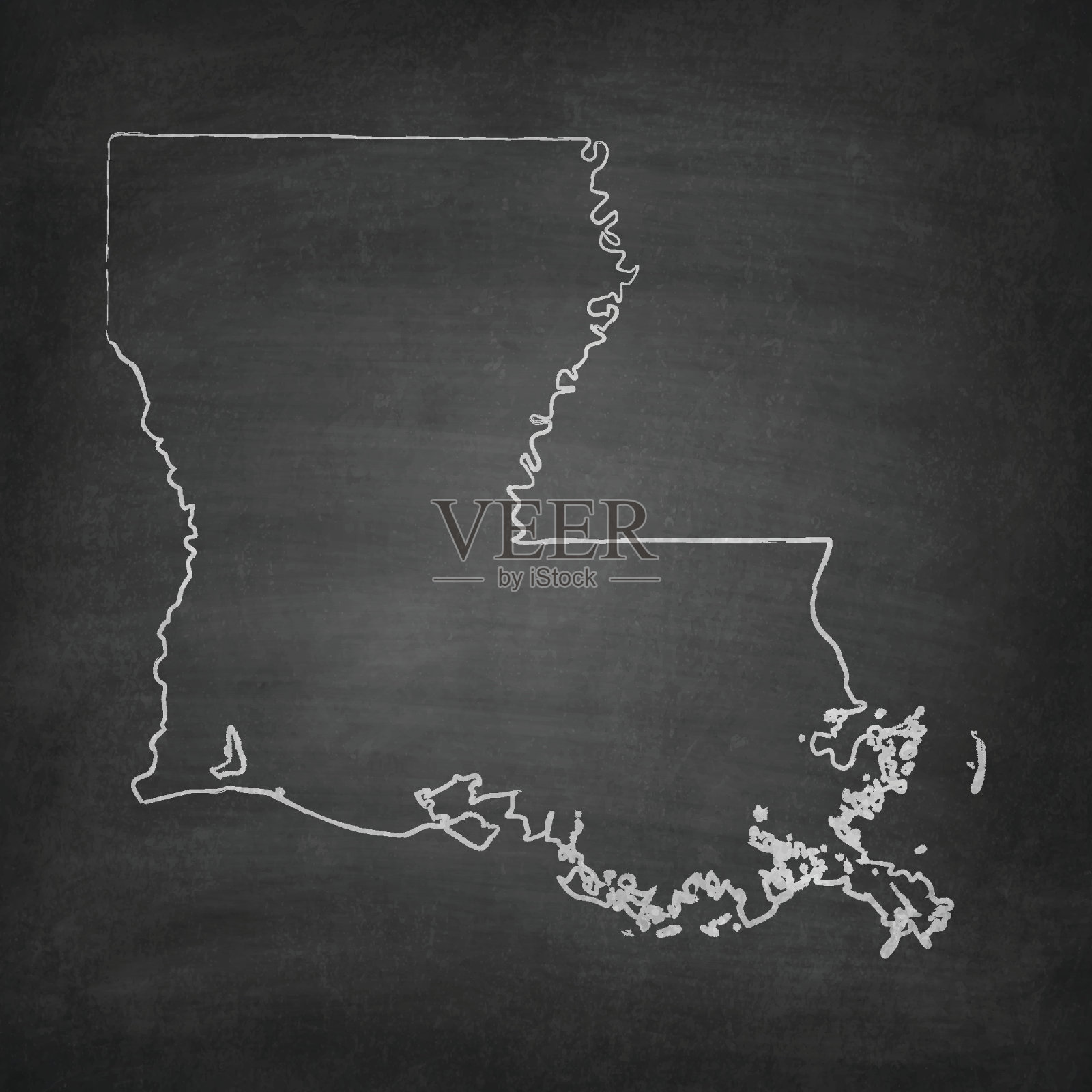 黑板上的路易斯安那地图-黑板插画图片素材