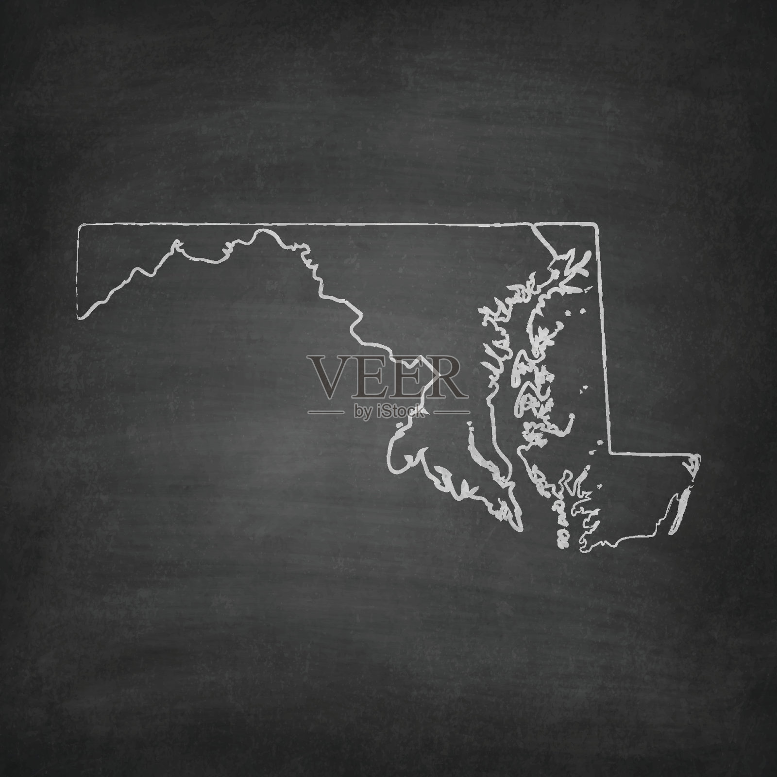 马里兰地图在黑板上-黑板插画图片素材