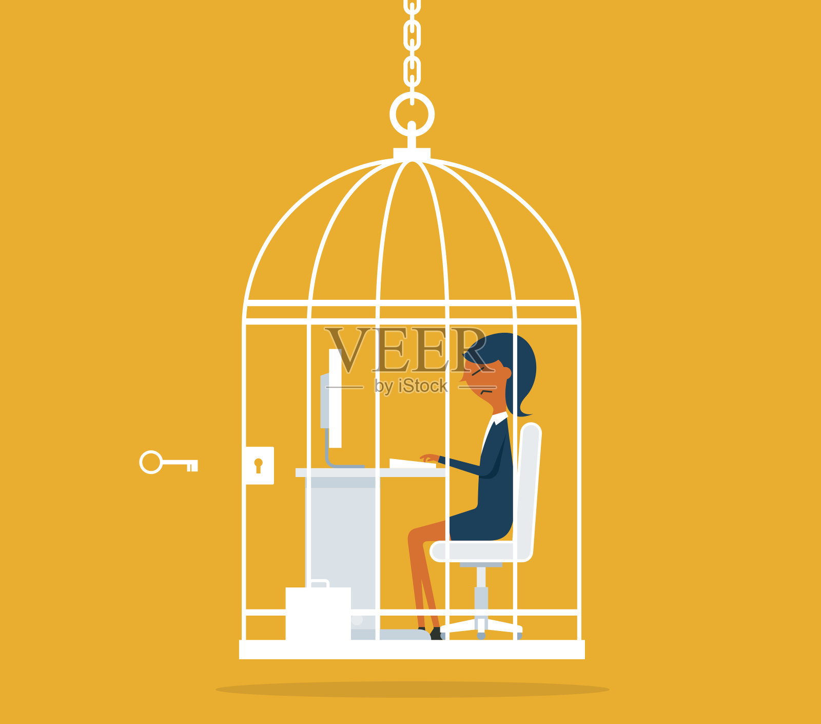 笼子里插画图片素材