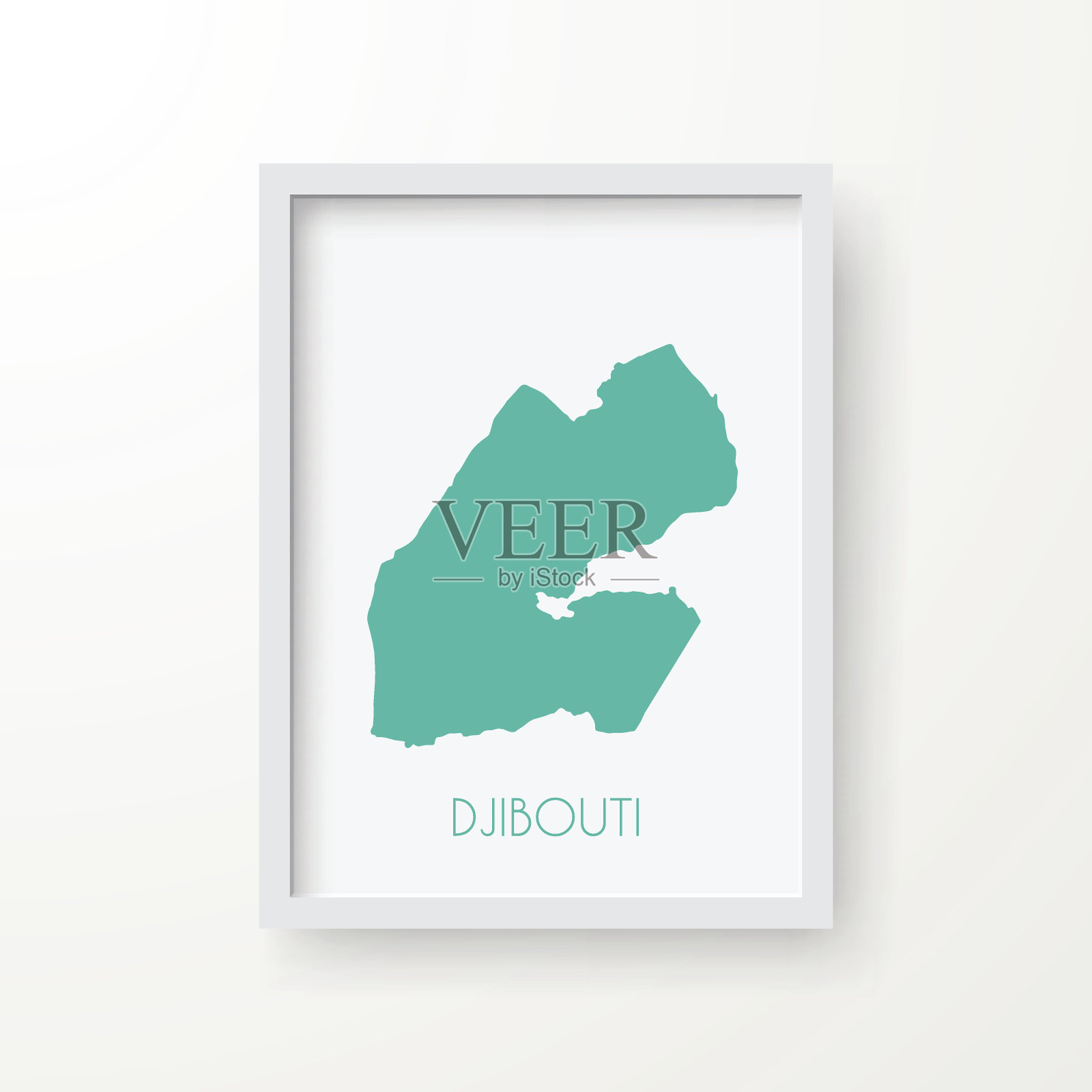 吉布提地图在框架上的白色背景插画图片素材