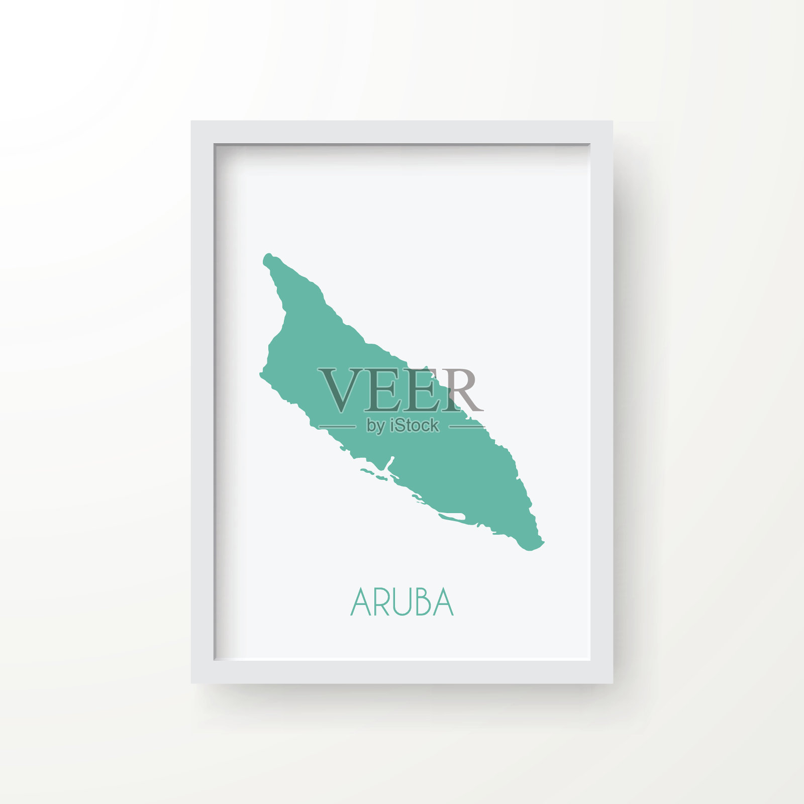 阿鲁巴地图在框架上的白色背景插画图片素材
