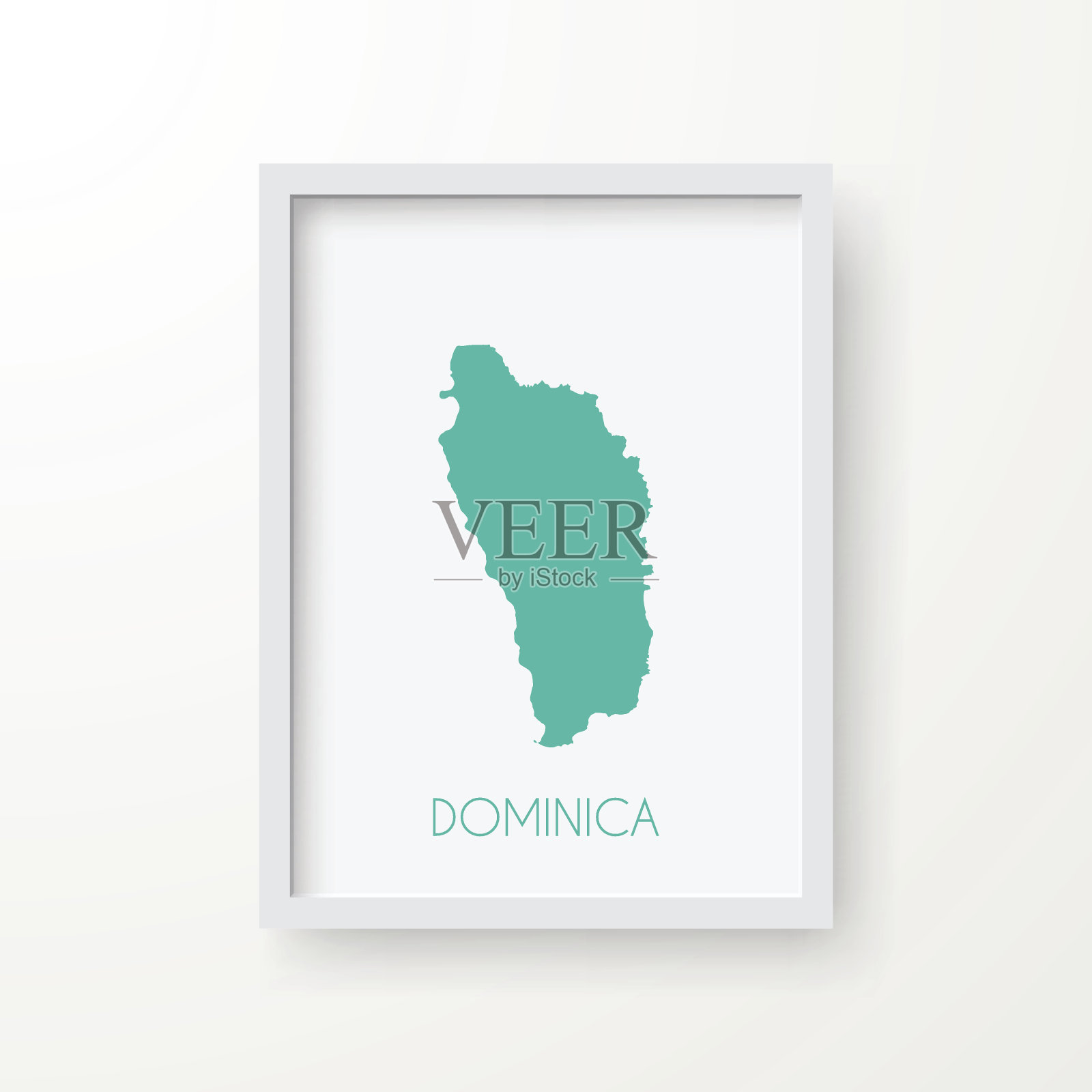 多米尼加地图在框架上的白色背景插画图片素材