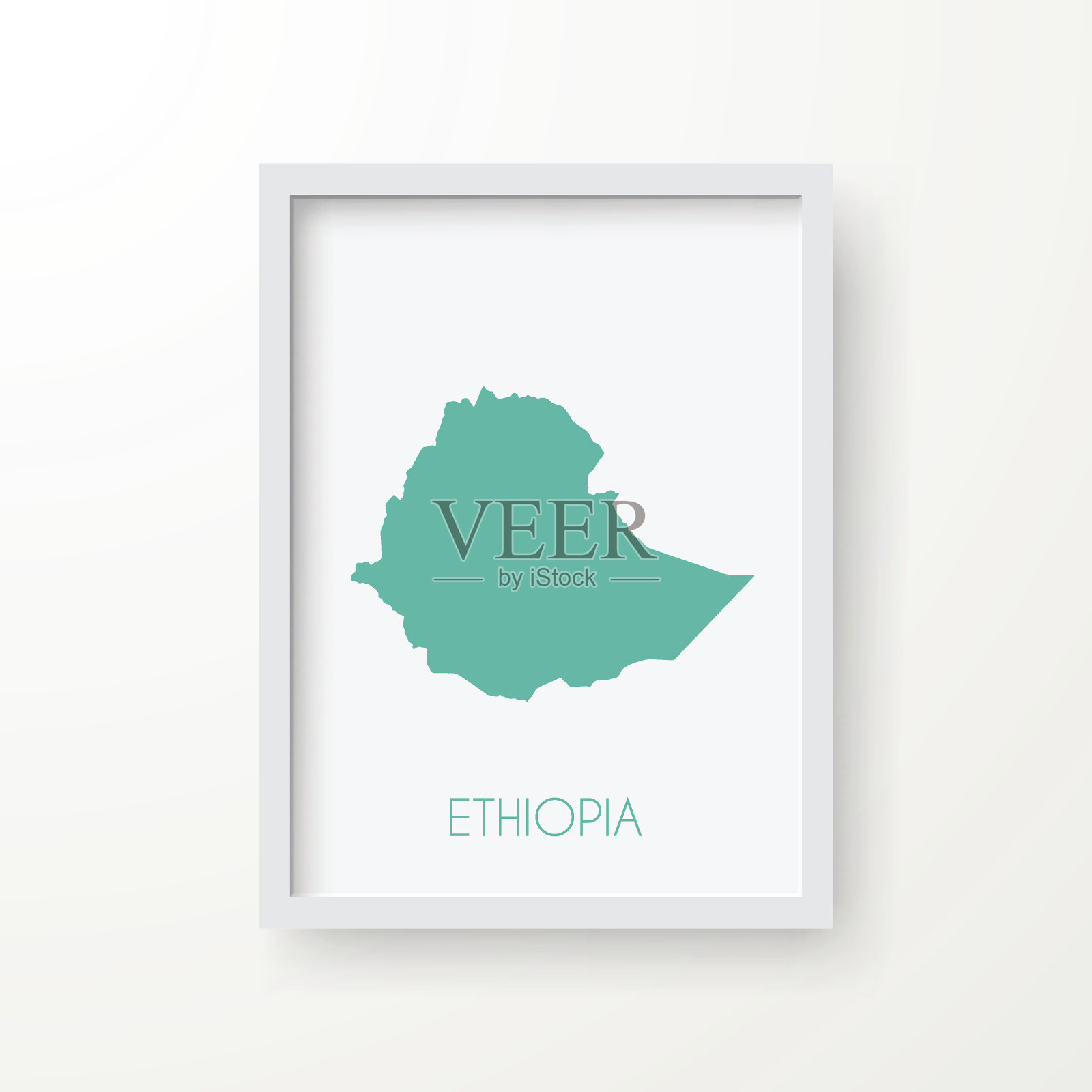 埃塞俄比亚地图在框架上的白色背景插画图片素材