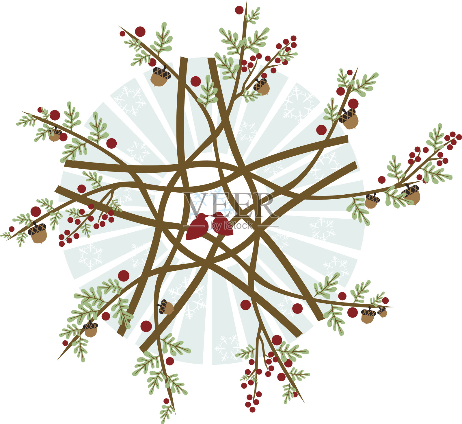 假日花环插画图片素材