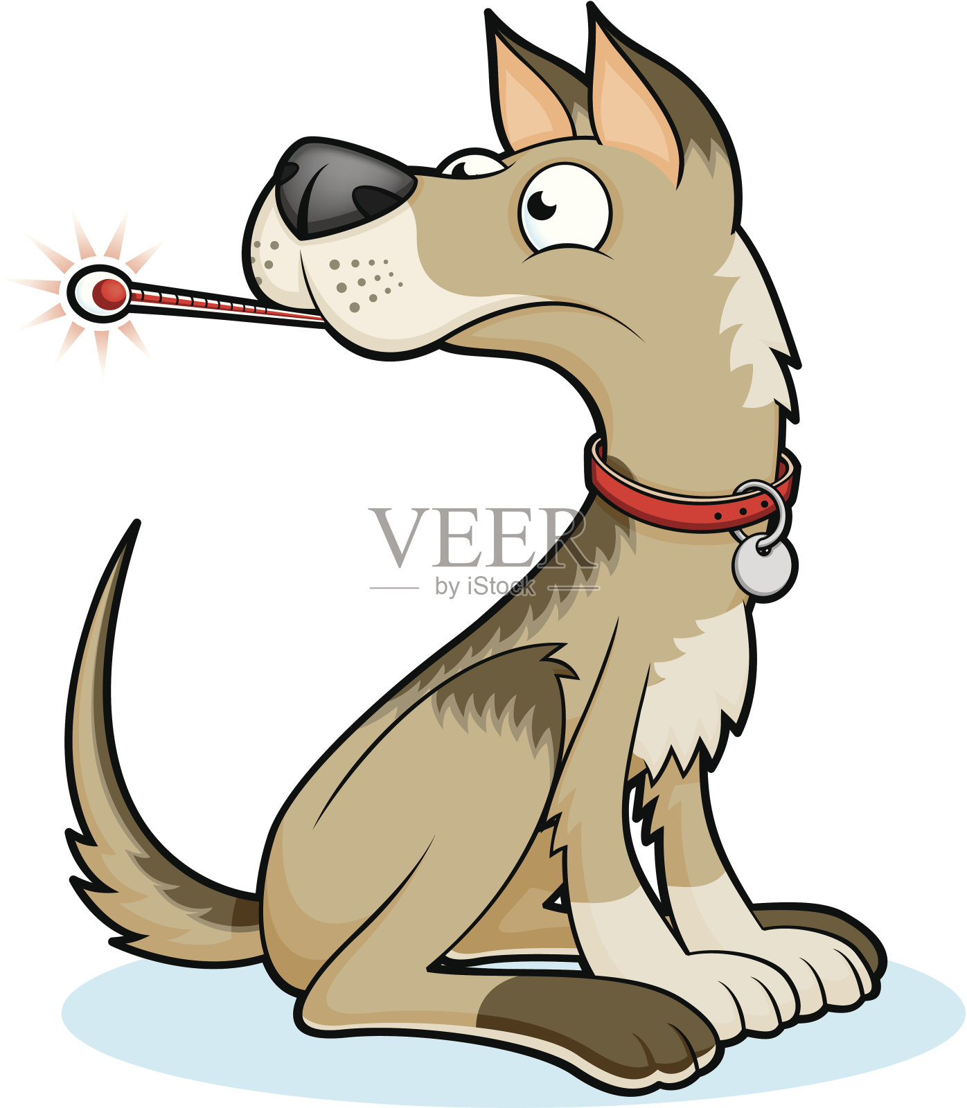 不快乐的狗与温度计设计元素图片