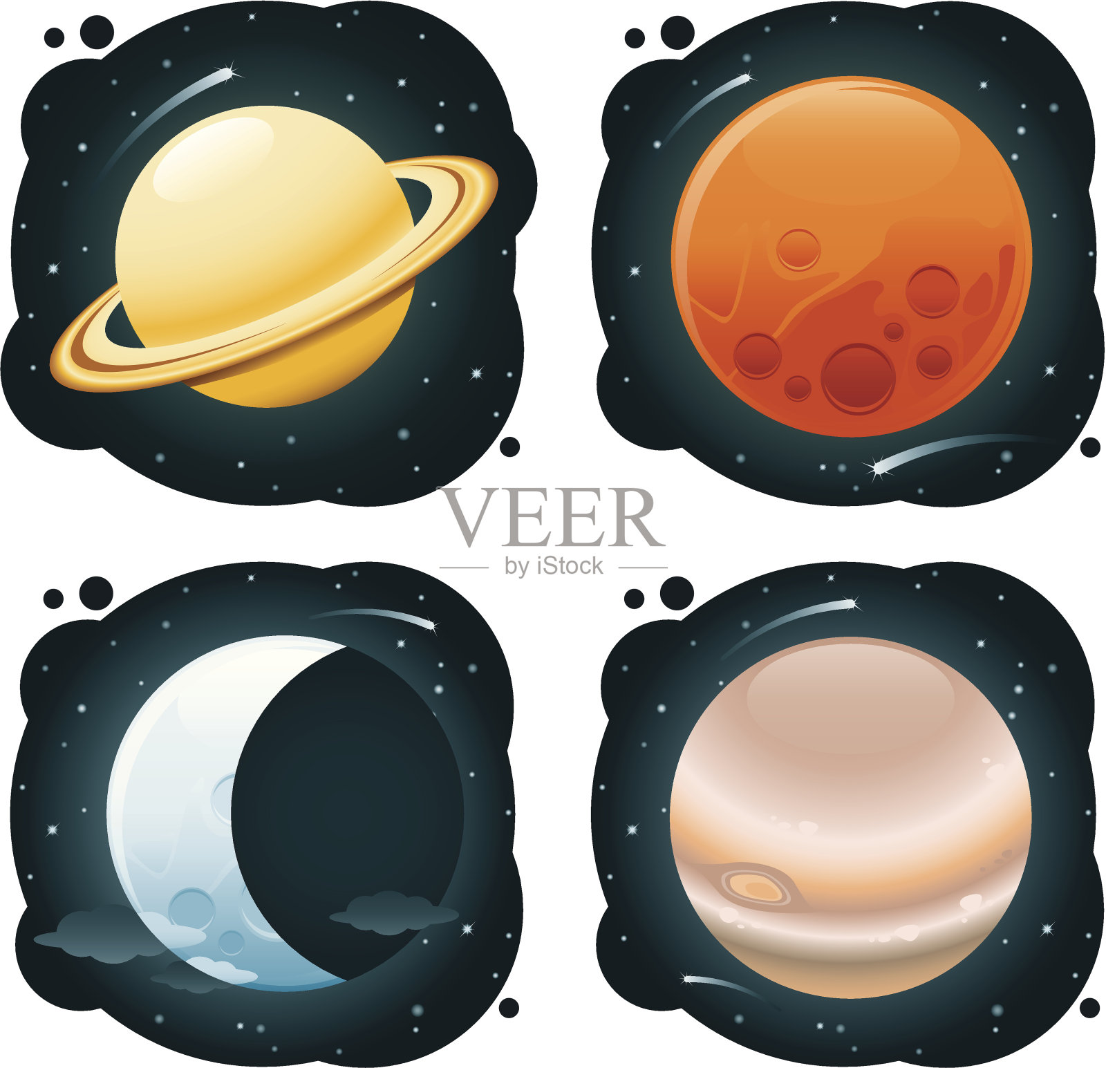 行星和卫星插画图片素材
