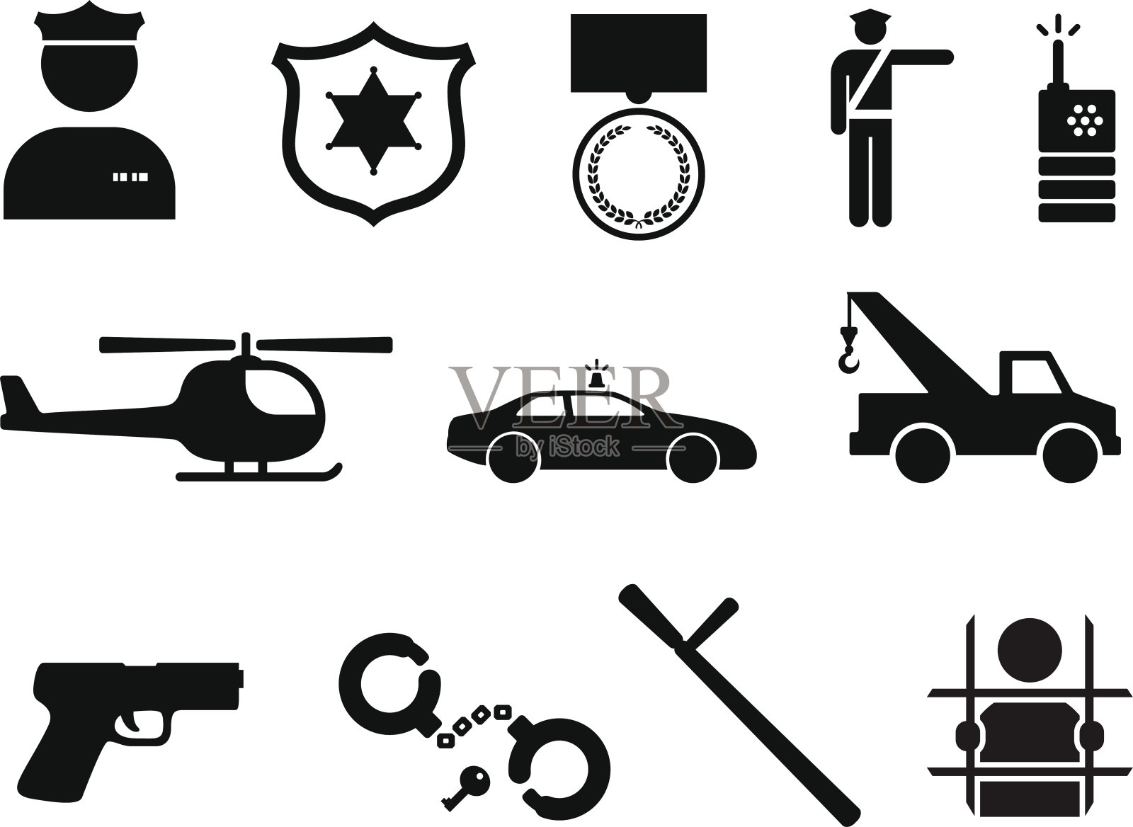 警察和执法版税免费矢量图标集图标素材