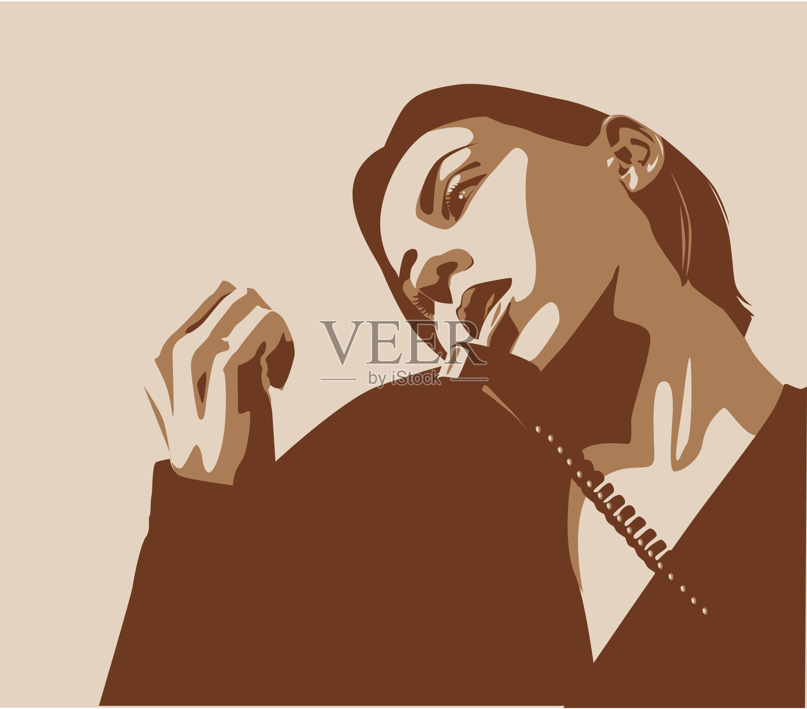 电话里的无聊女人插画图片素材