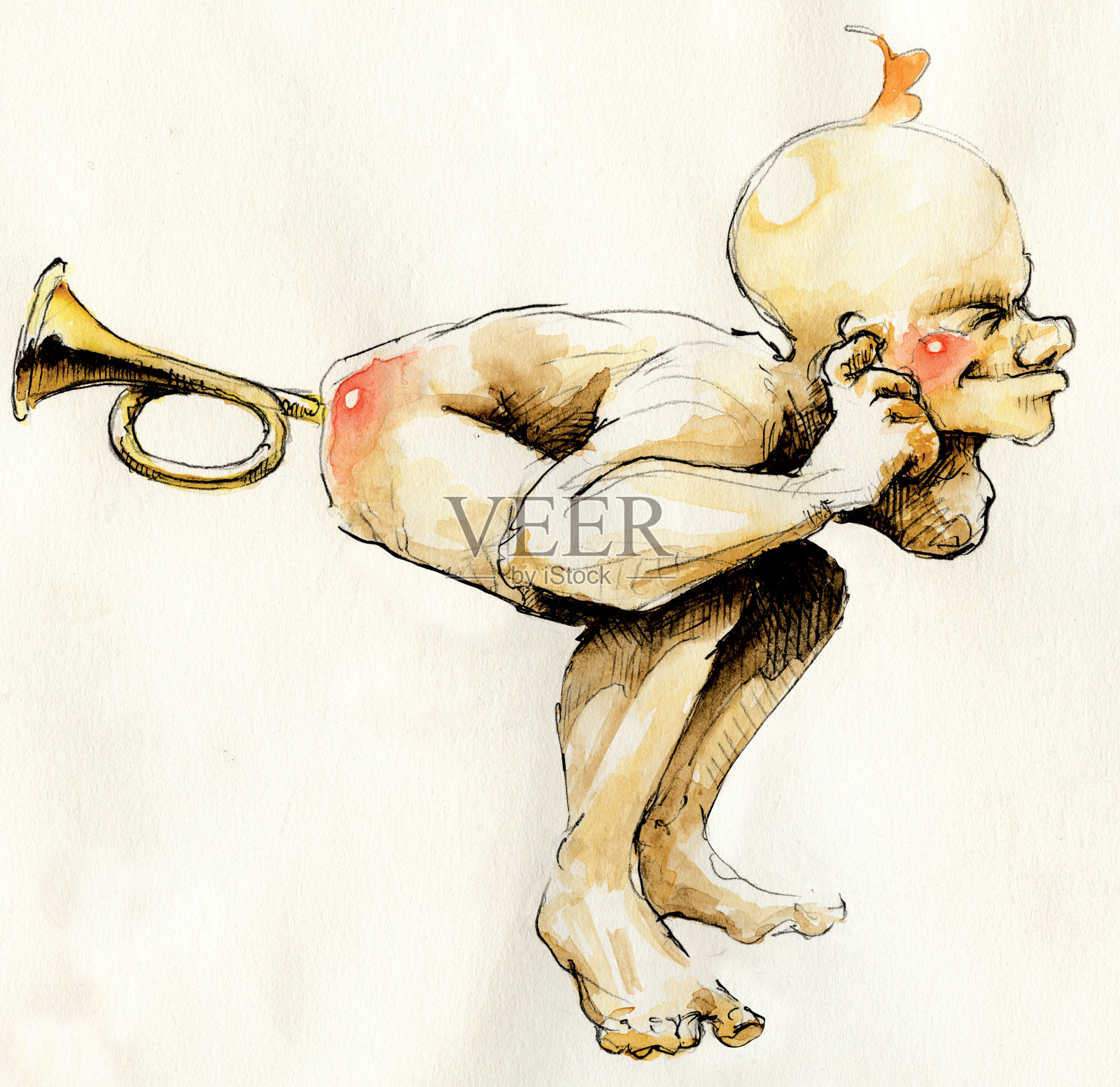 天使吹号角的破风插画图片素材