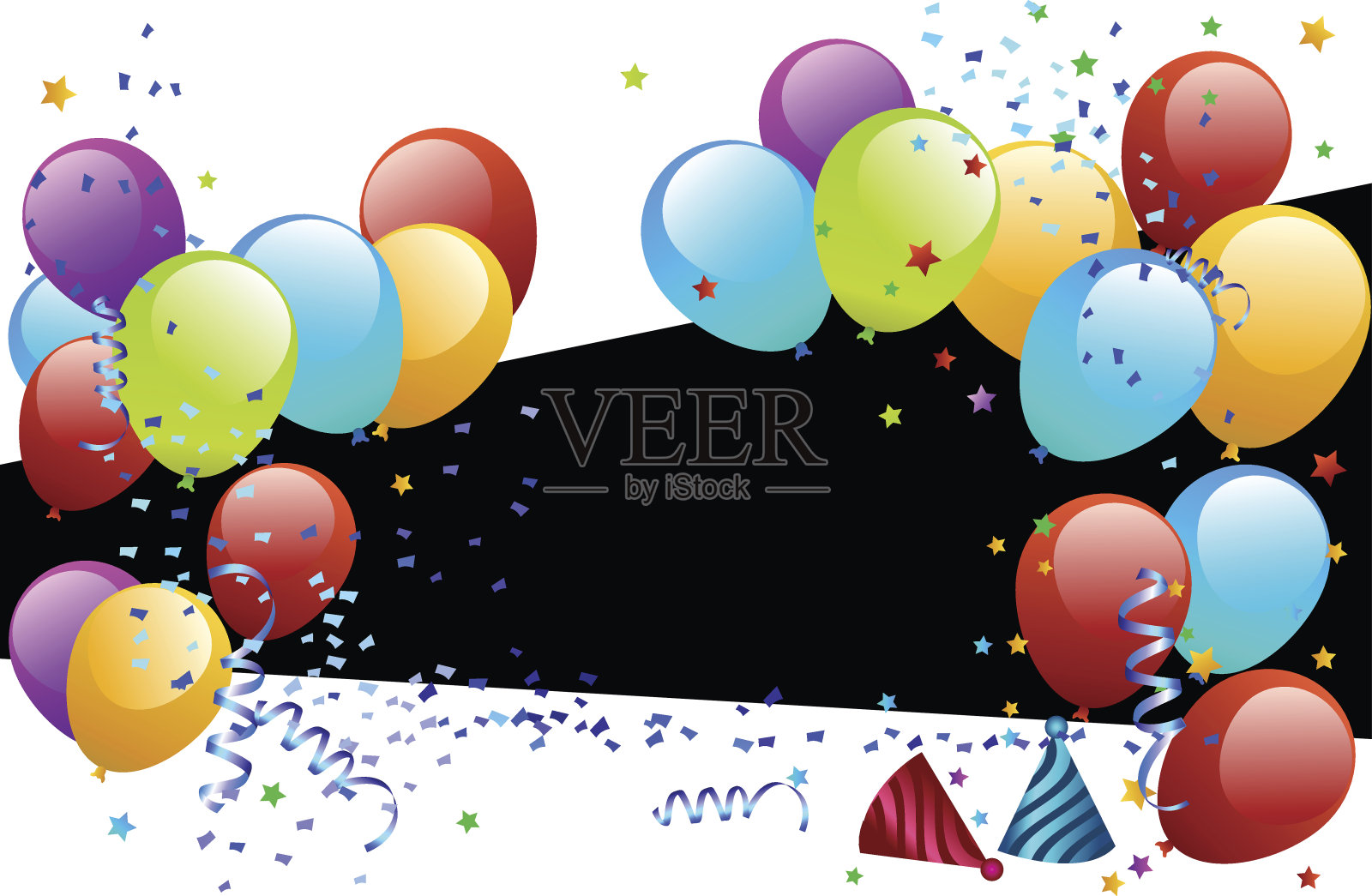 五颜六色的气球标语插画图片素材