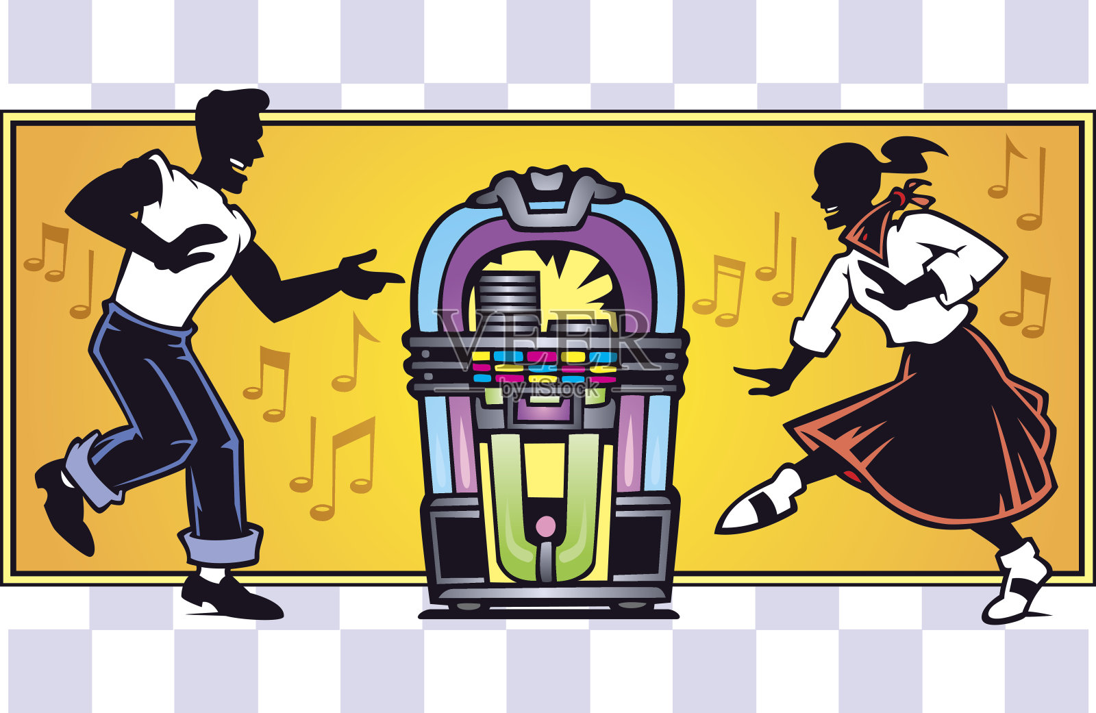 50跳舞的男孩和女孩插画图片素材