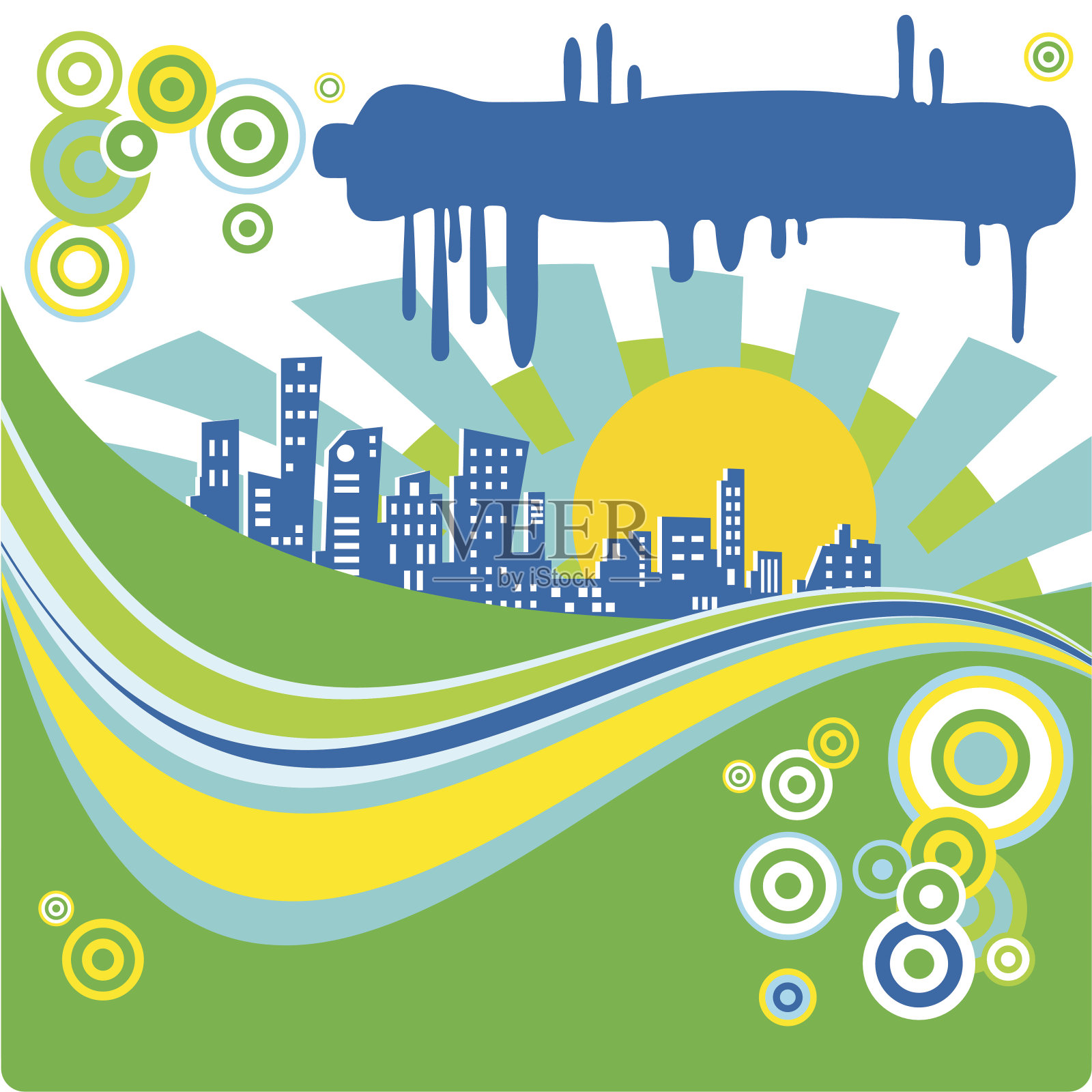 绿色城市背景插画图片素材