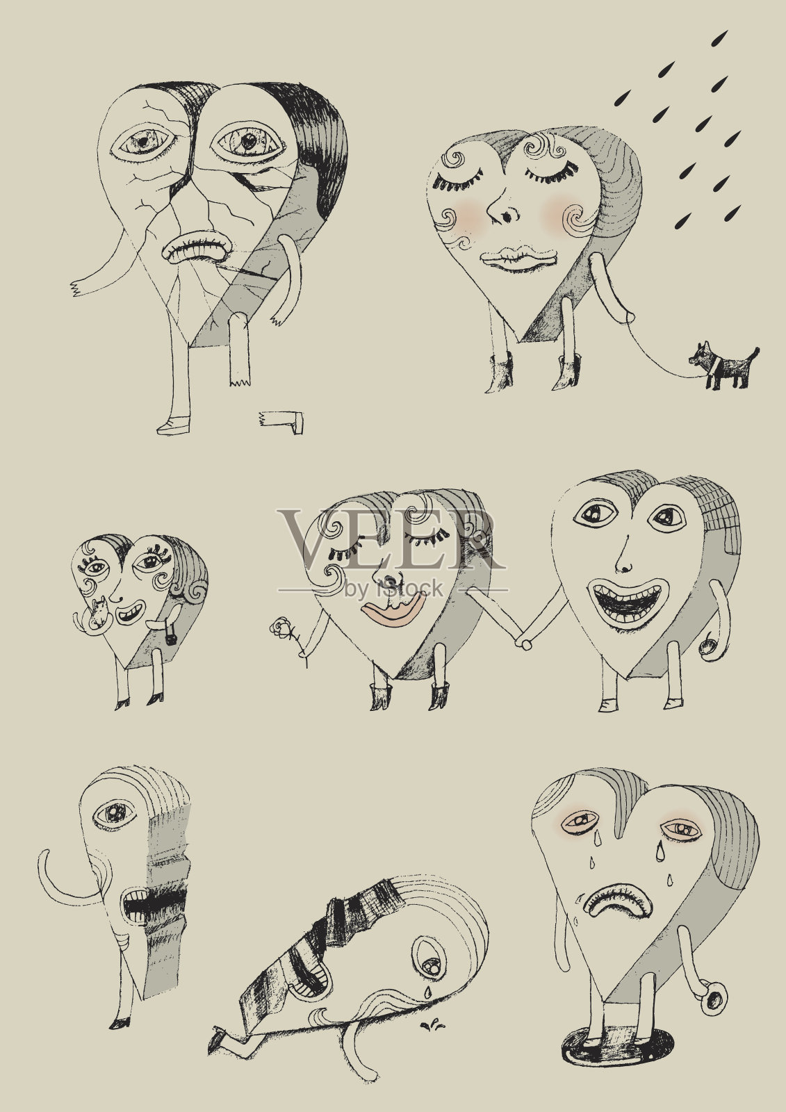 涂鸦的心插画图片素材