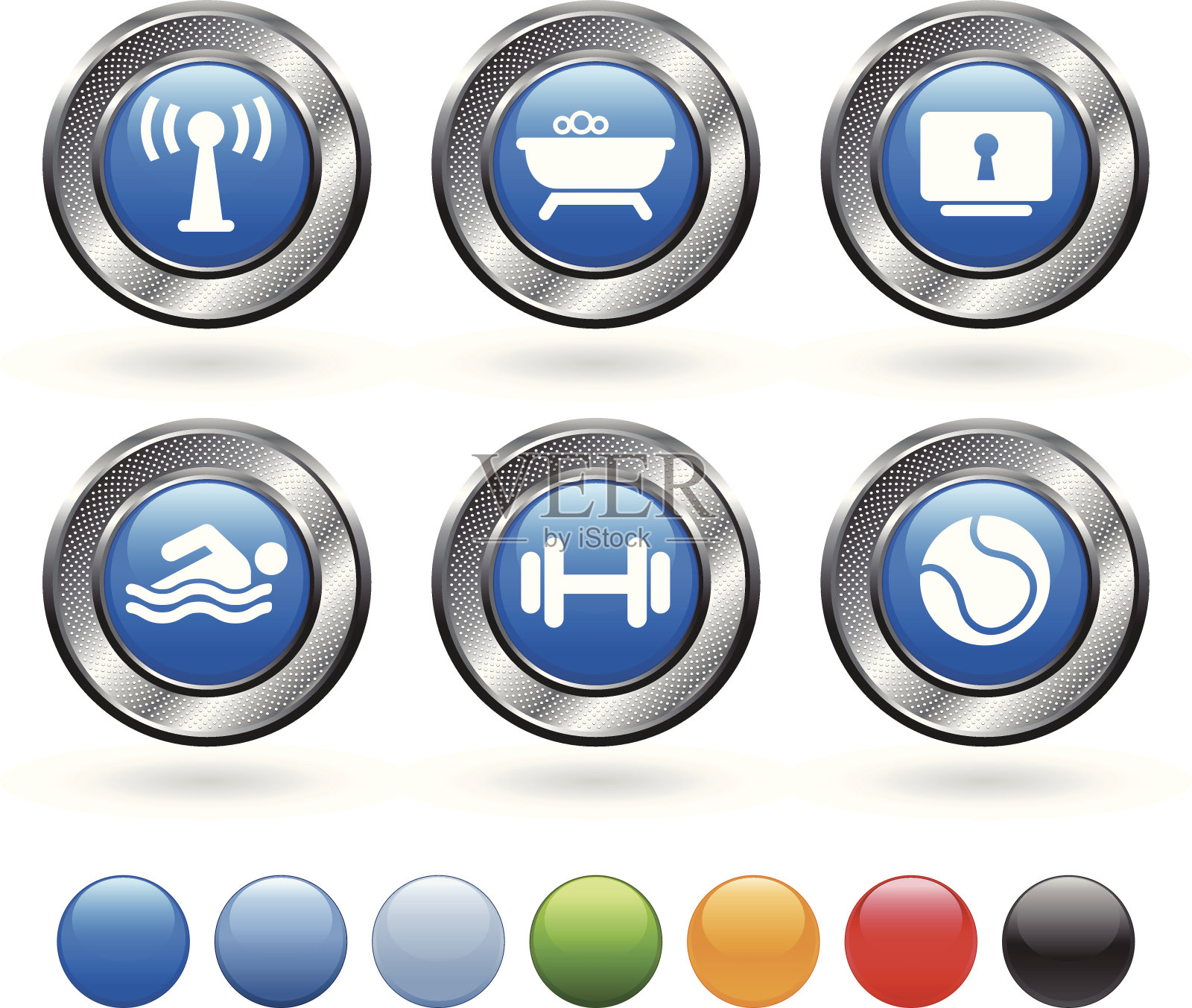 酒店设施版税免费矢量图标集图标素材