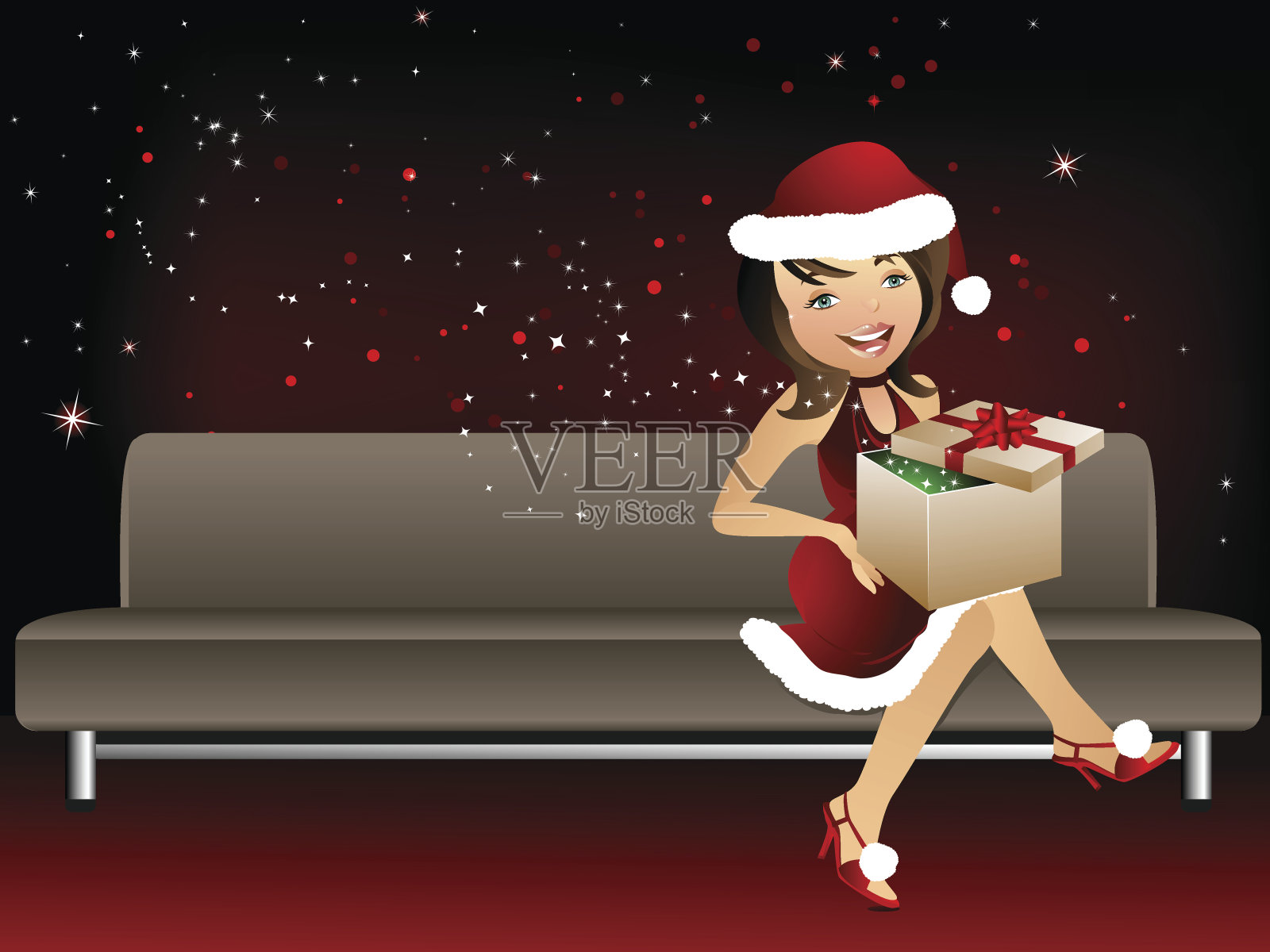 秘密圣诞老人插画图片素材