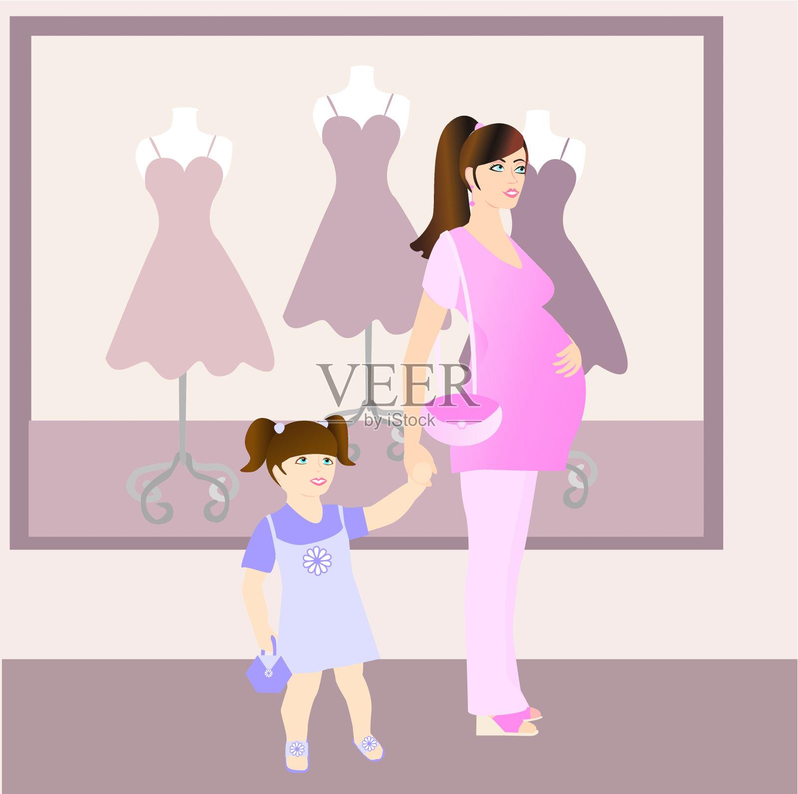 和妈妈购物设计元素图片