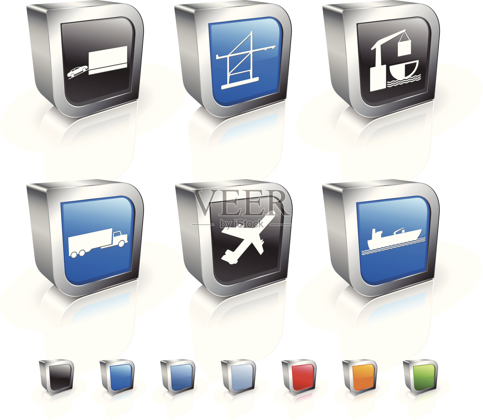 货运3D版税免费矢量图标集图标素材