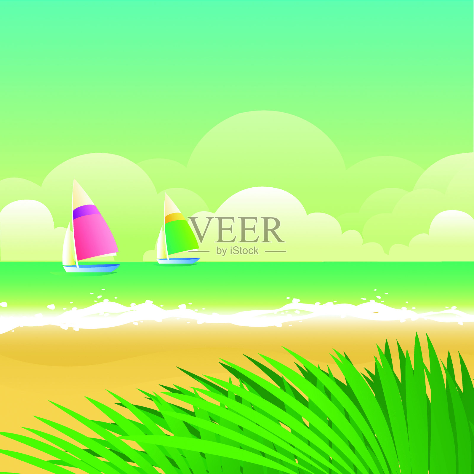 海滩的生活插画图片素材