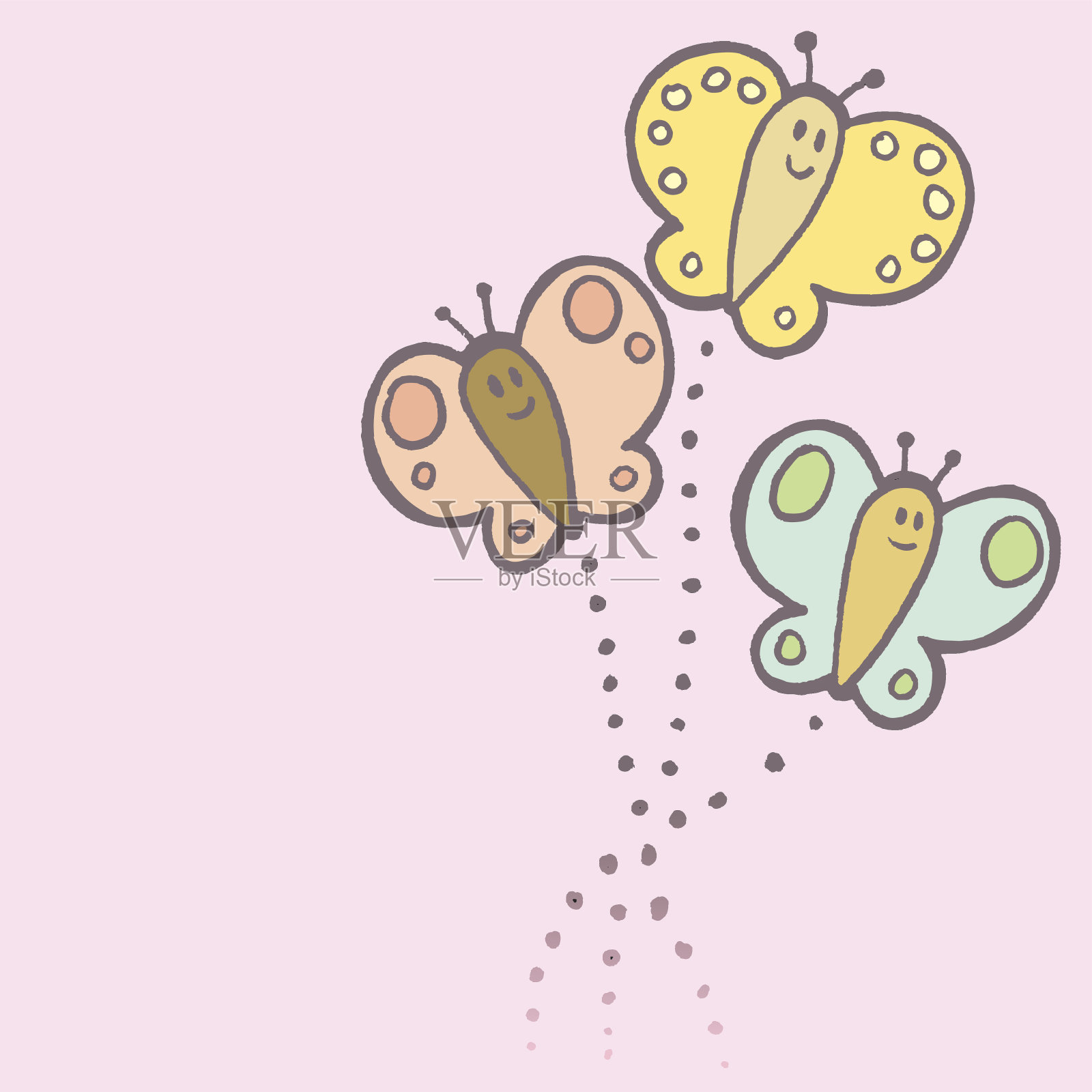 三只蝴蝶插画图片素材