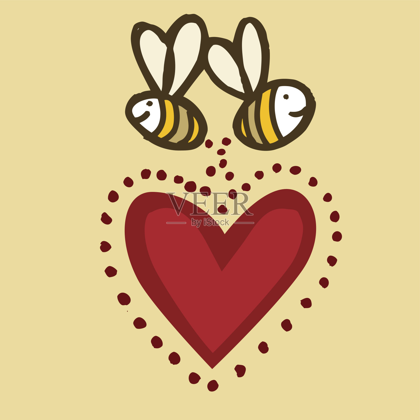 蜜蜂的爱插画图片素材