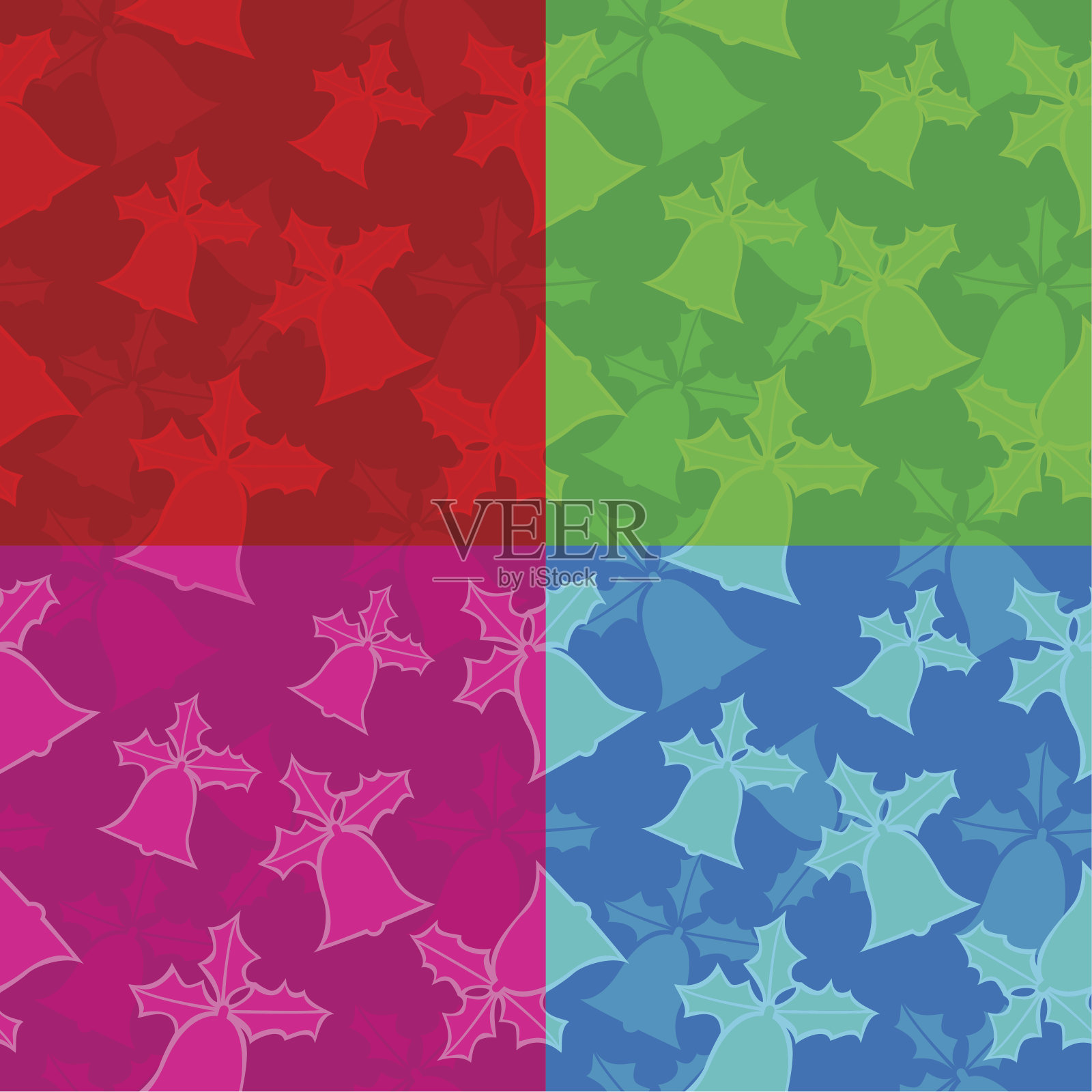 无缝圣诞图案:铃铛插画图片素材