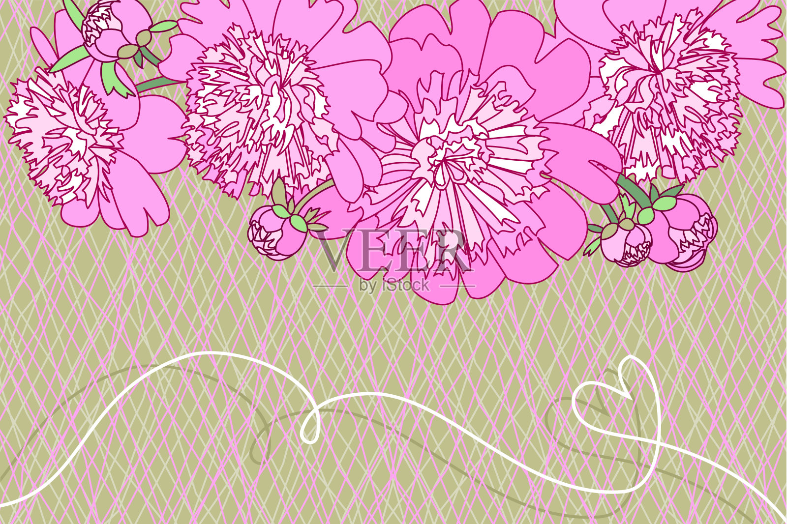 婚礼牡丹的邀请设计模板素材