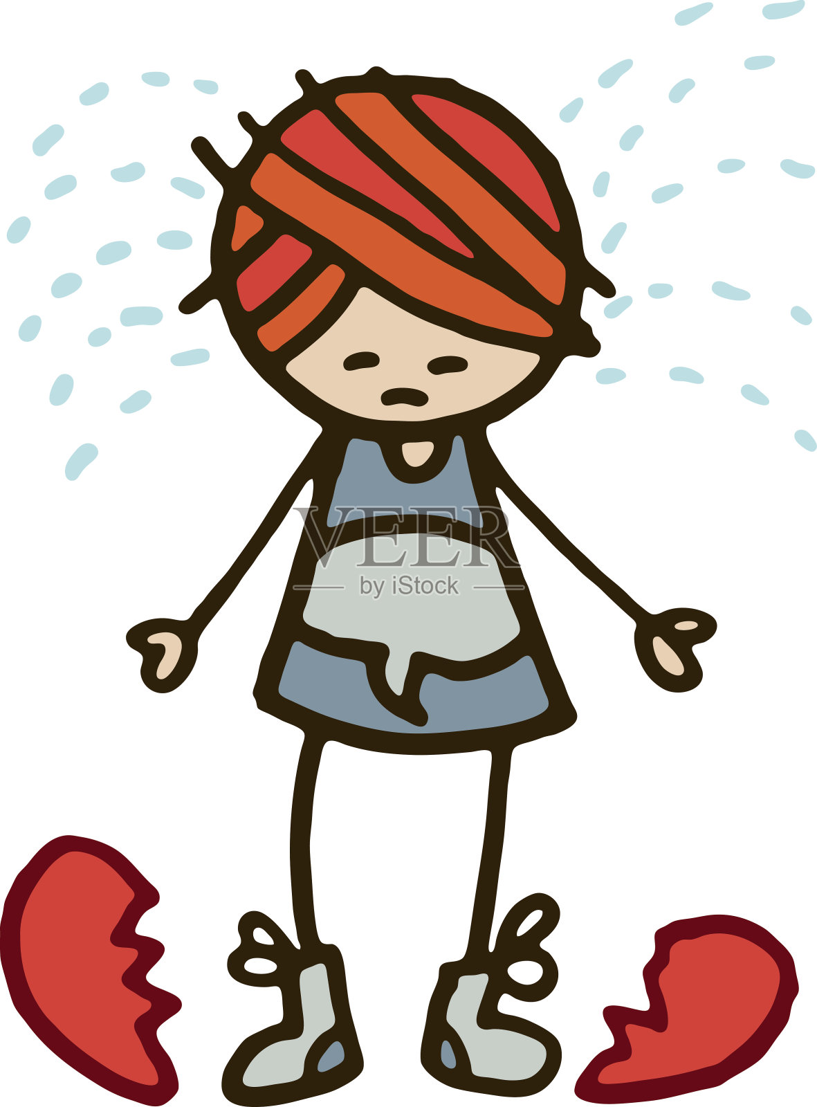 女孩为破碎的心哭泣设计元素图片