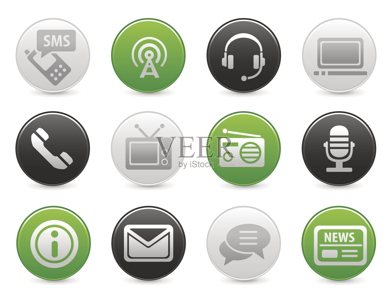 信息图标|缎子圆形按钮图标素材