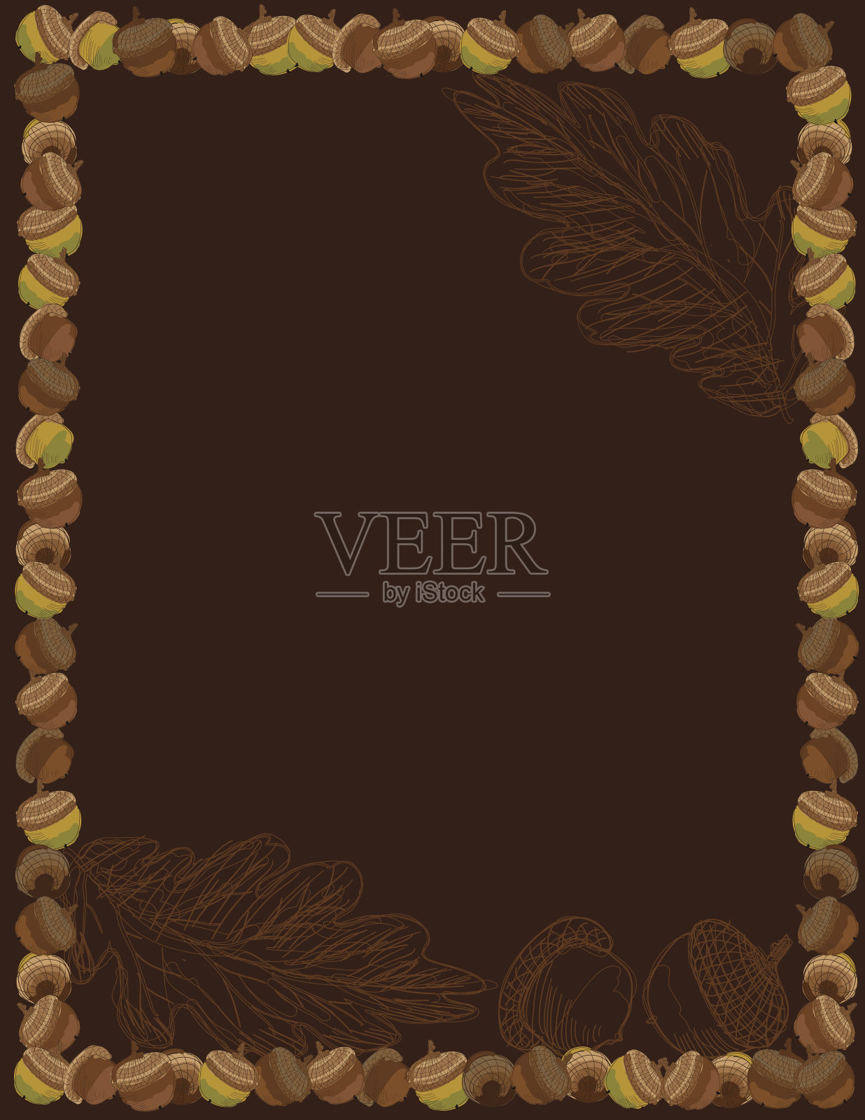 橡子边框，手绘风格插画图片素材